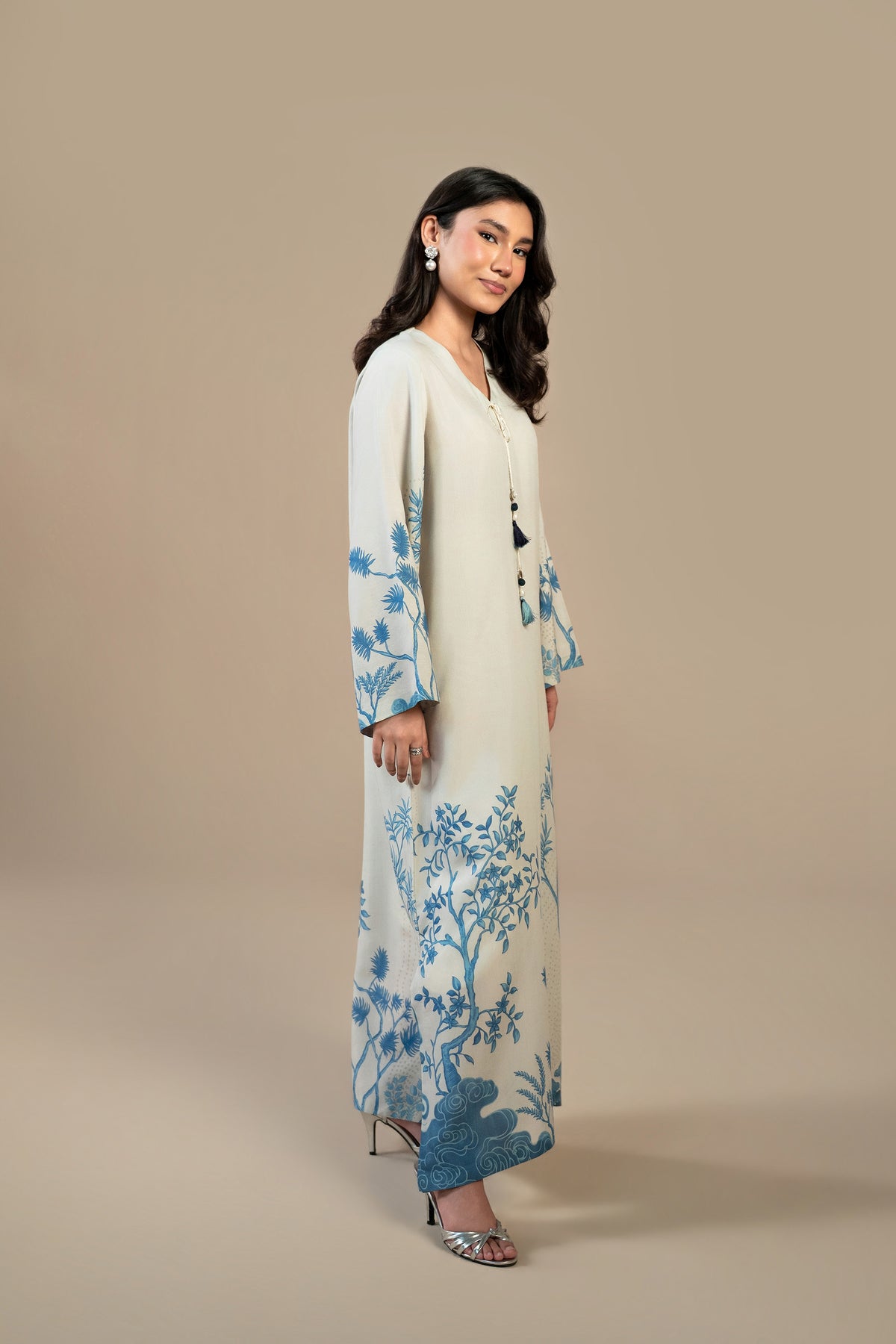 Cobalt Mist Silk Kaftan