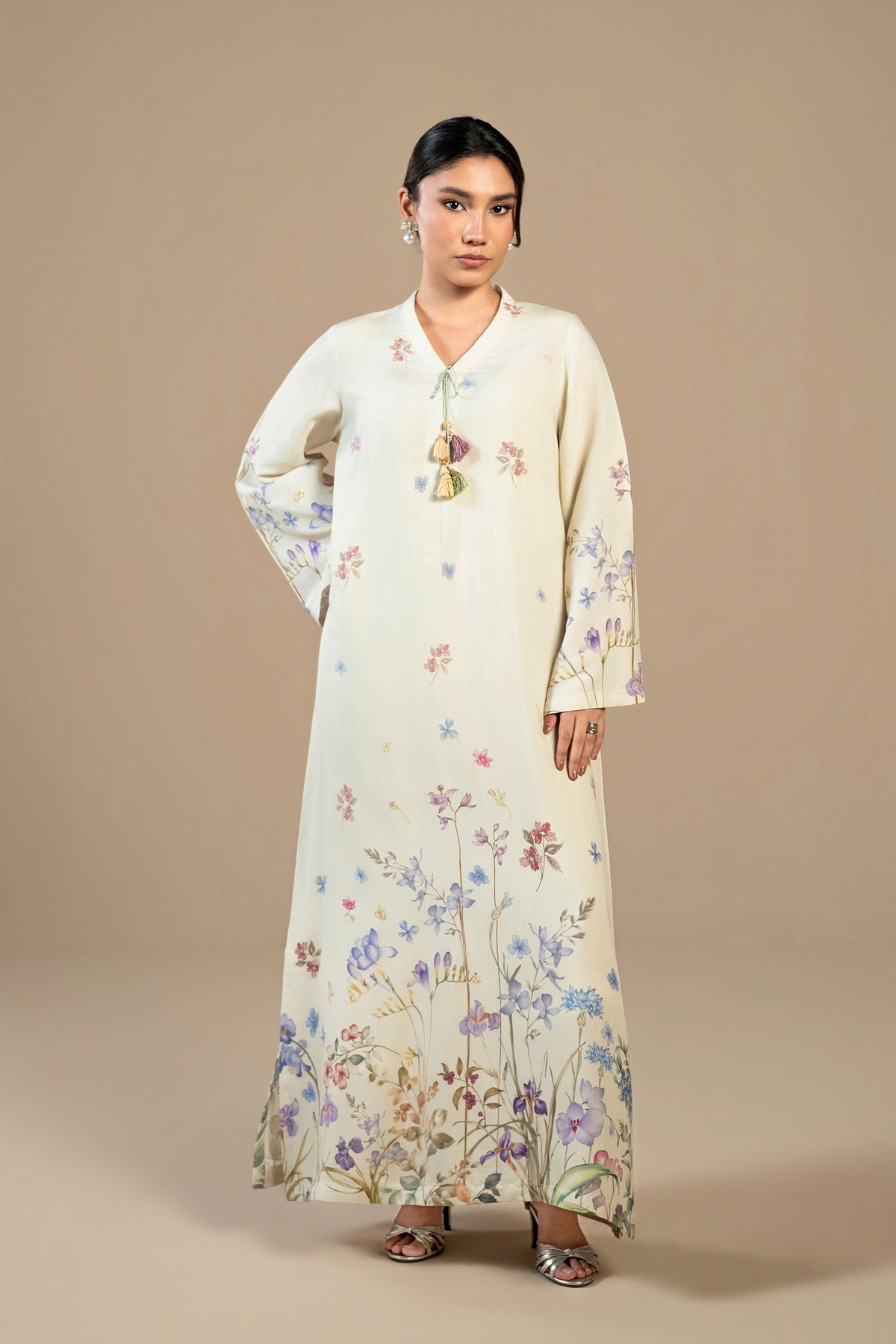Petal Drift Silk Kaftan