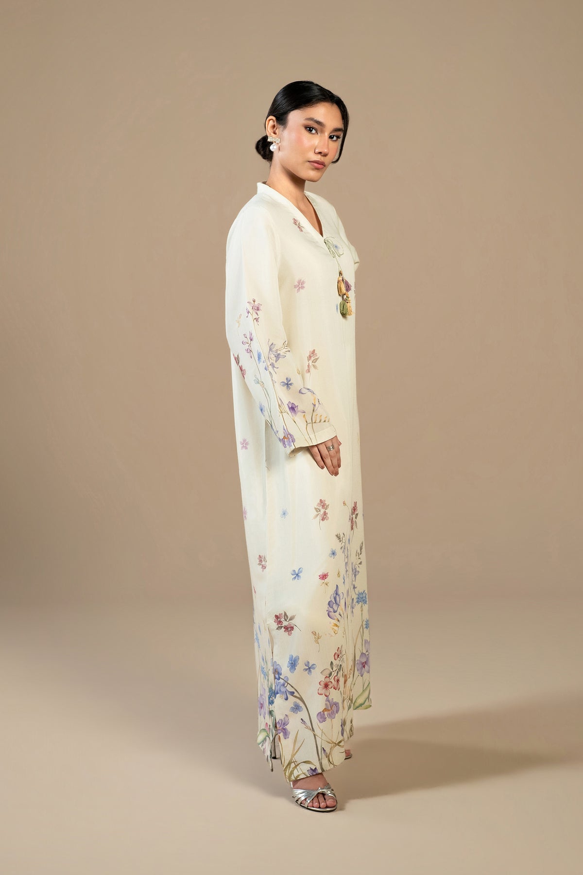 Petal Drift Silk Kaftan