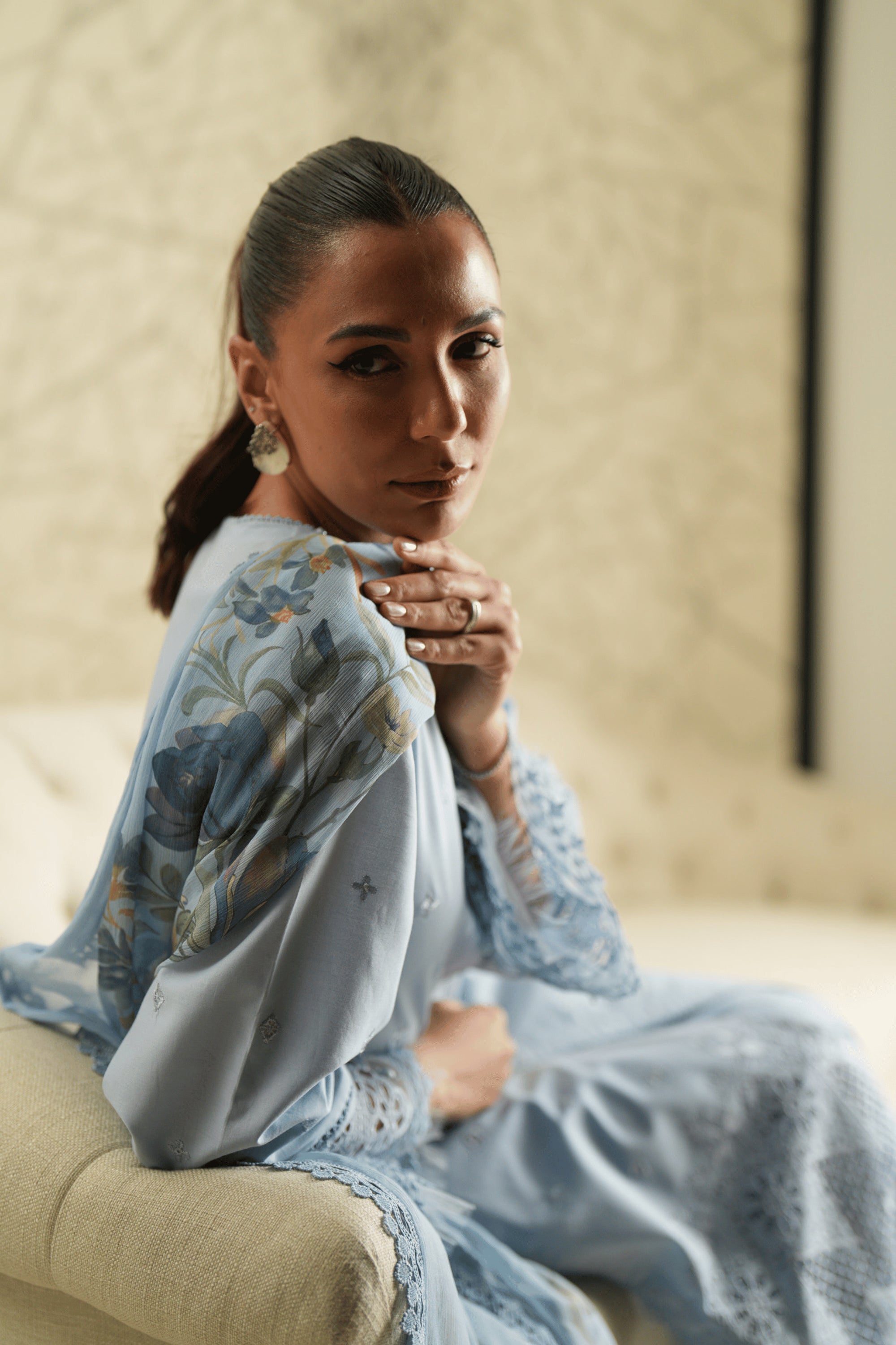 Azure Trellis - Luxury Lawn Suit