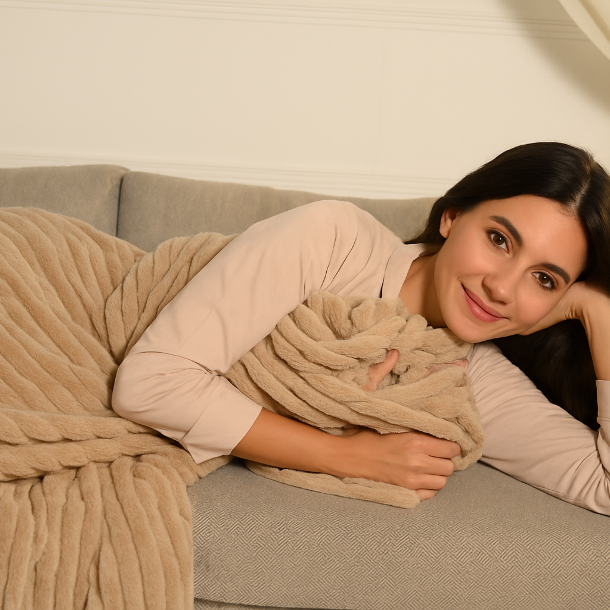 Striped Microfiber Plush Blankets