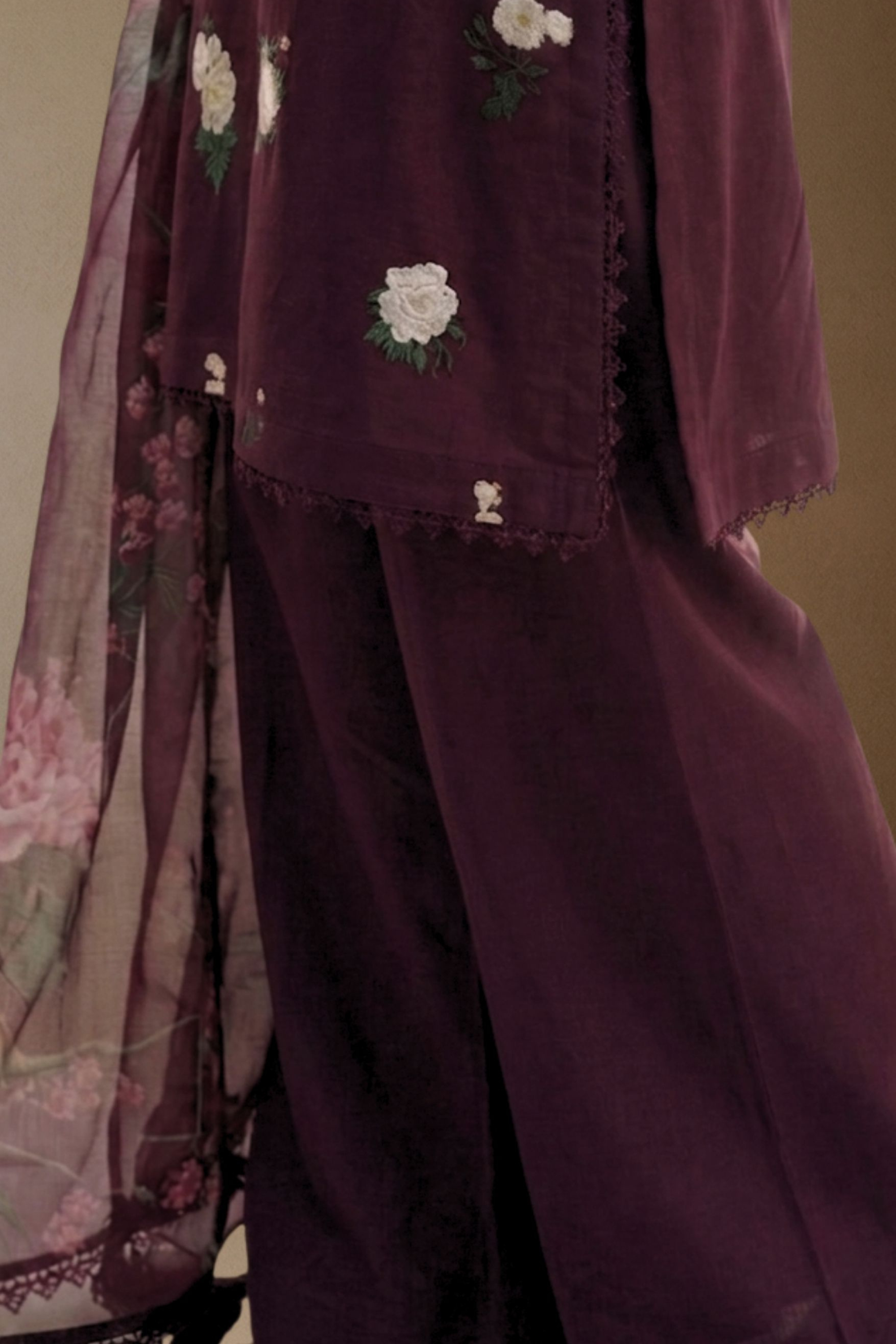 Prune - Printed Lawn Suit