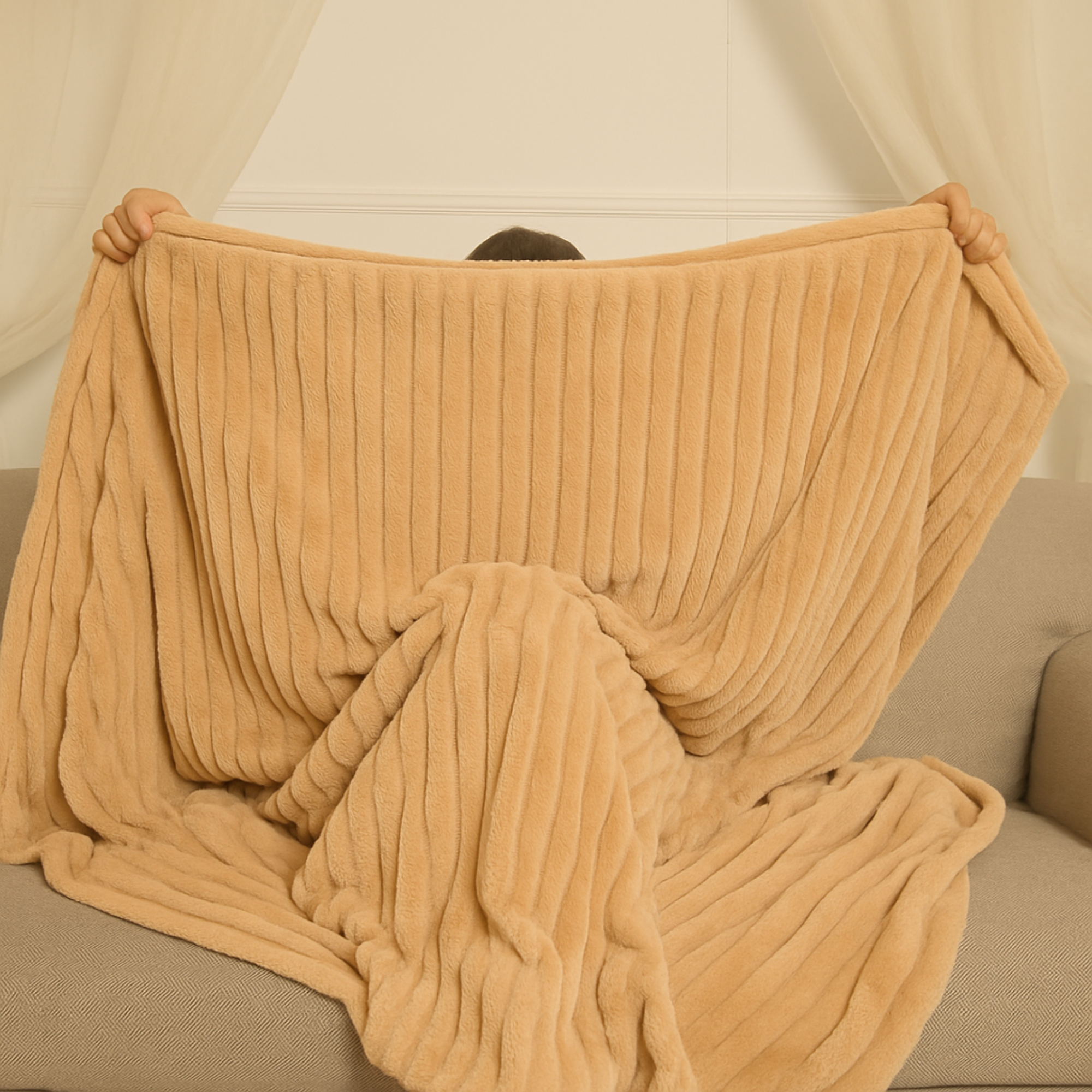 Striped Microfiber Plush Blankets