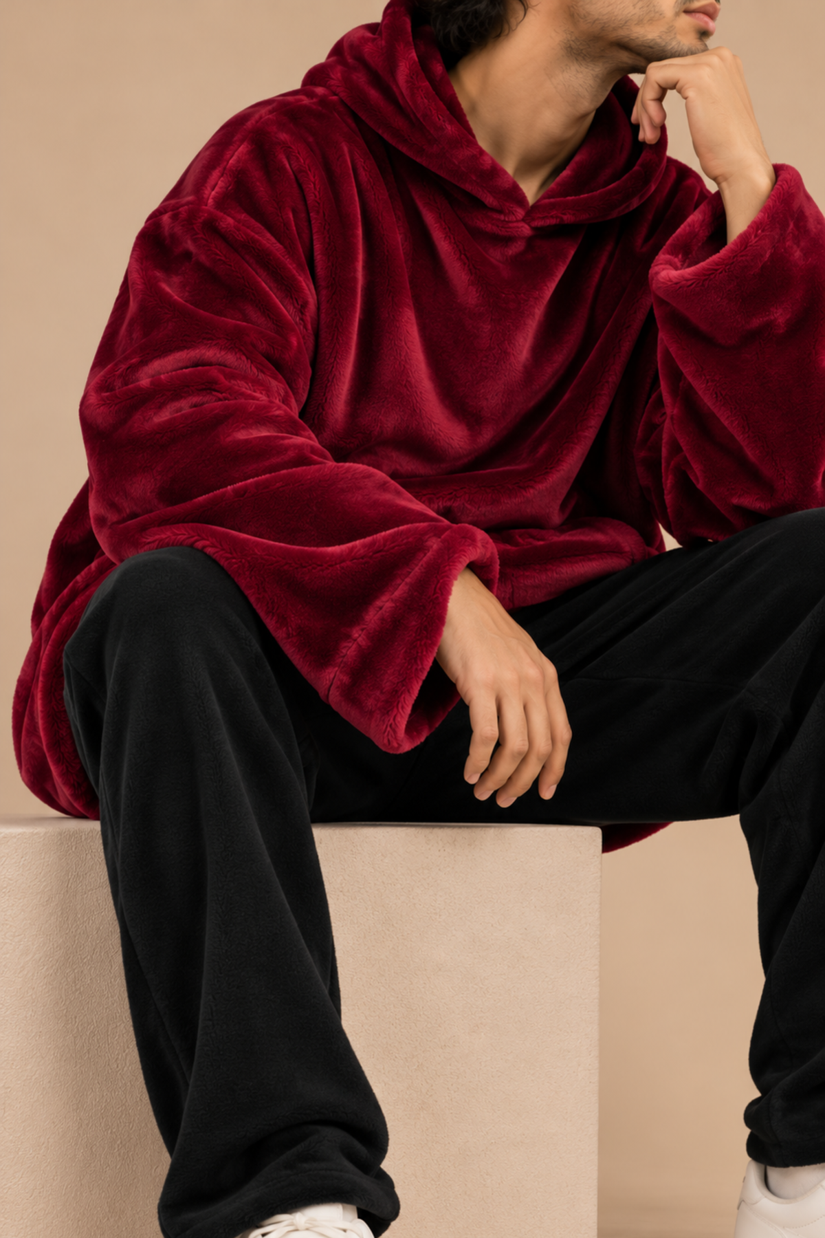 Maroon Wearable Plush Blanket