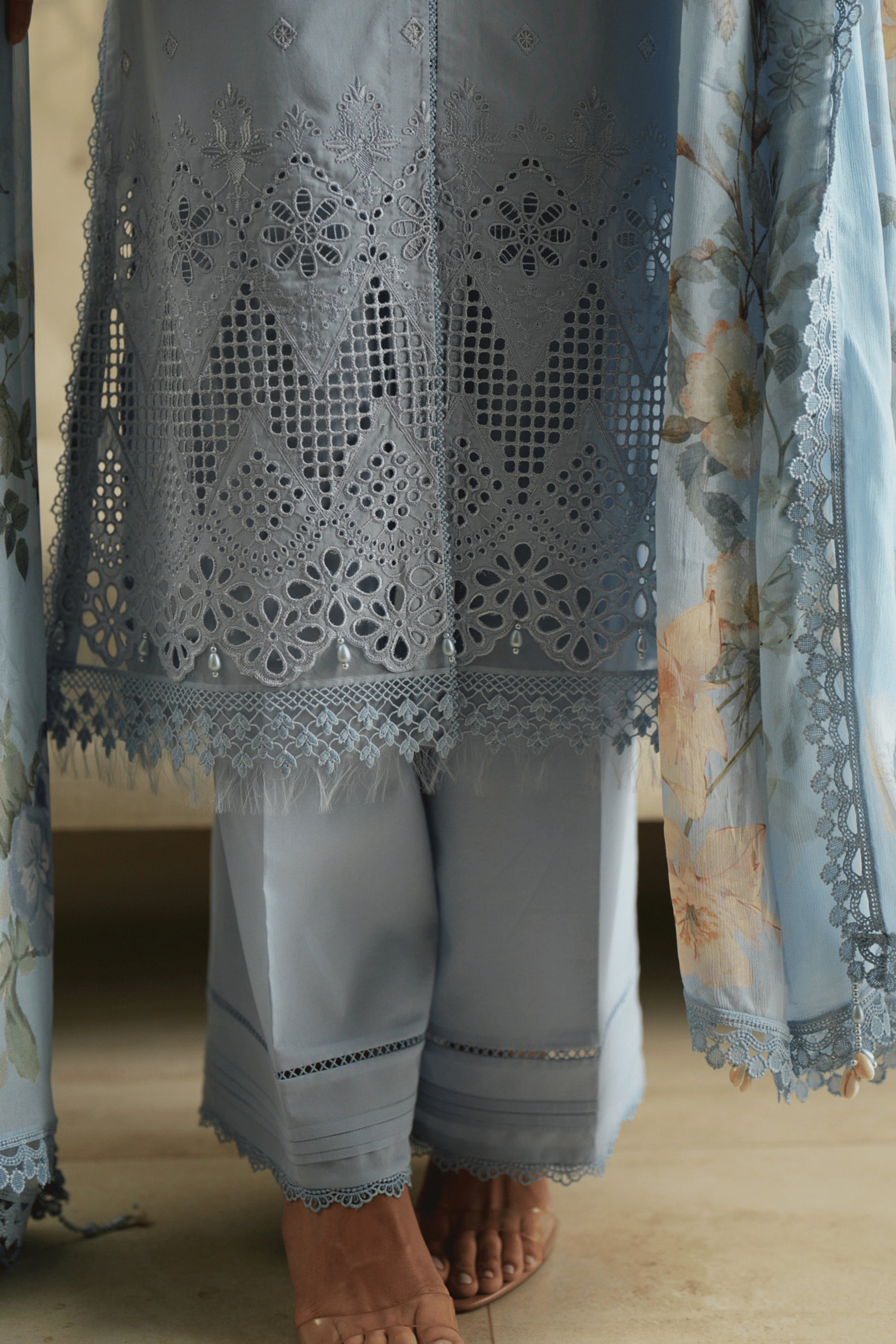 Azure Trellis - Luxury Lawn Suit