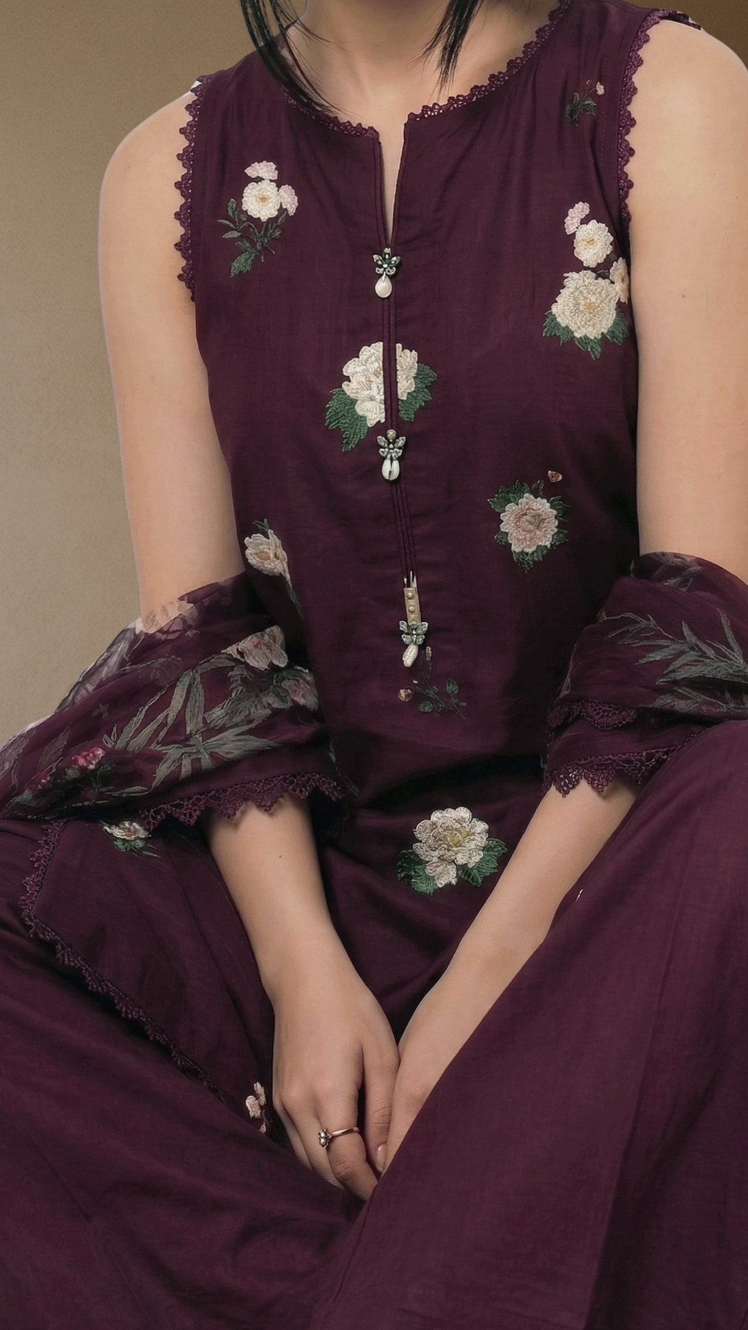 Prune - Printed Lawn Suit