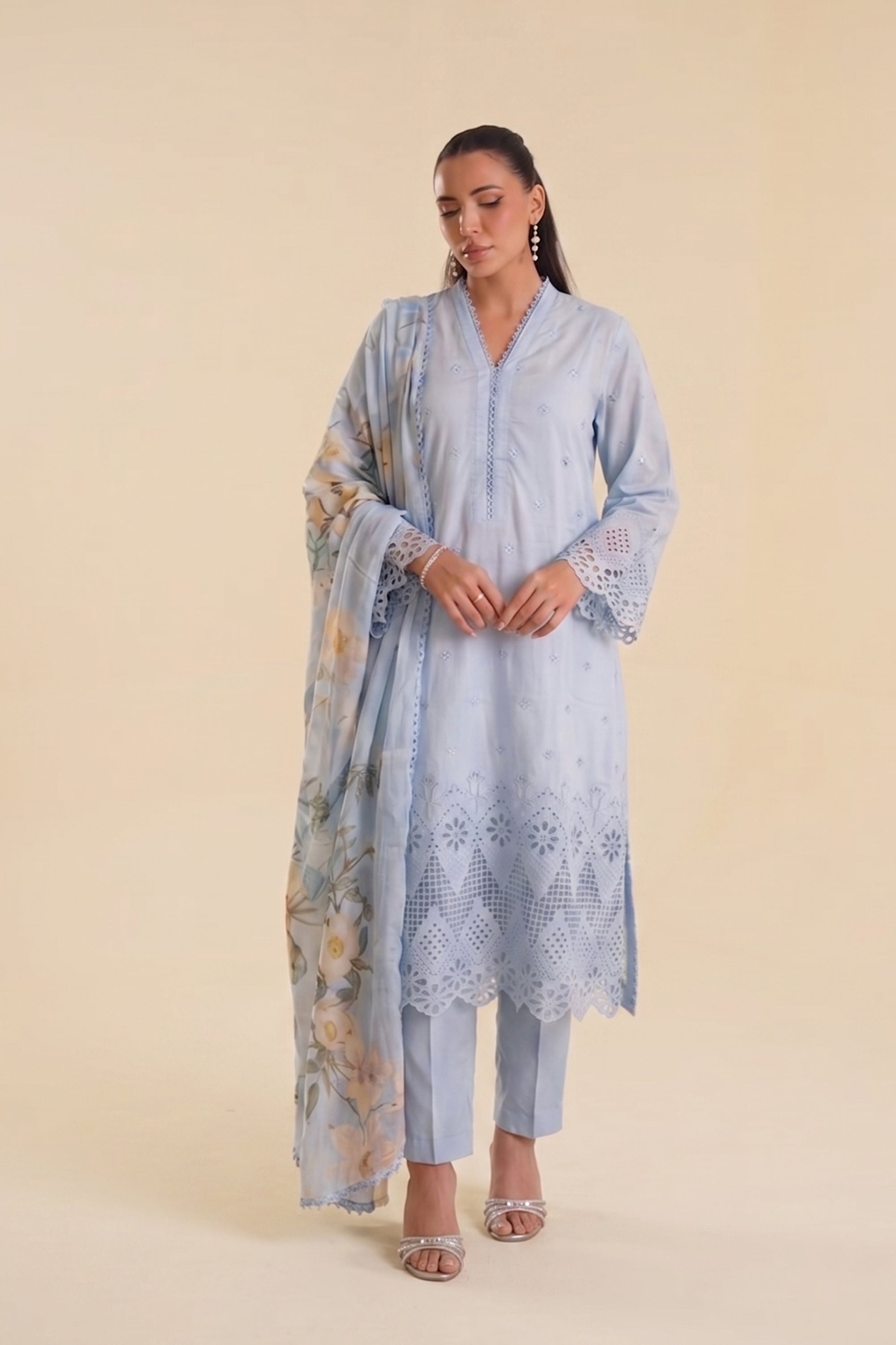 Azure Trellis - Luxury Lawn Suit