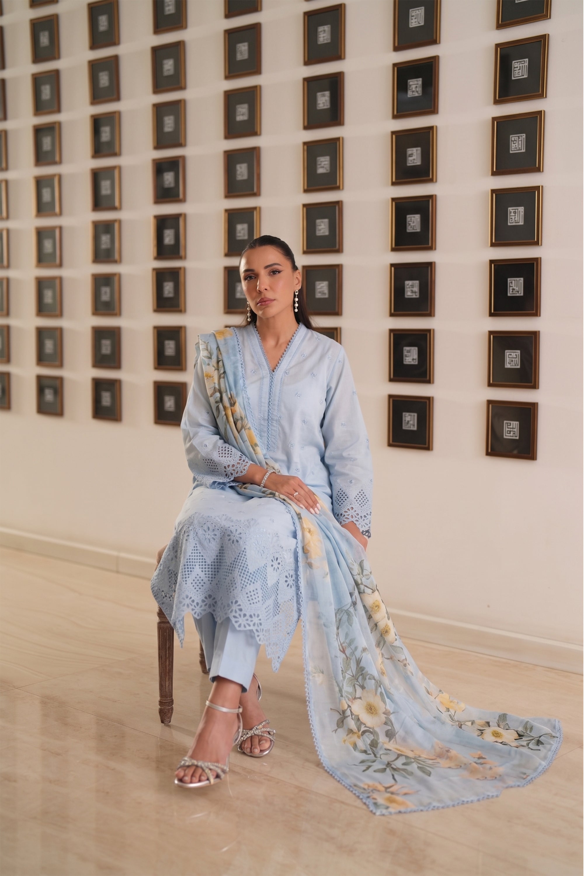 Azure Trellis - Luxury Lawn Suit
