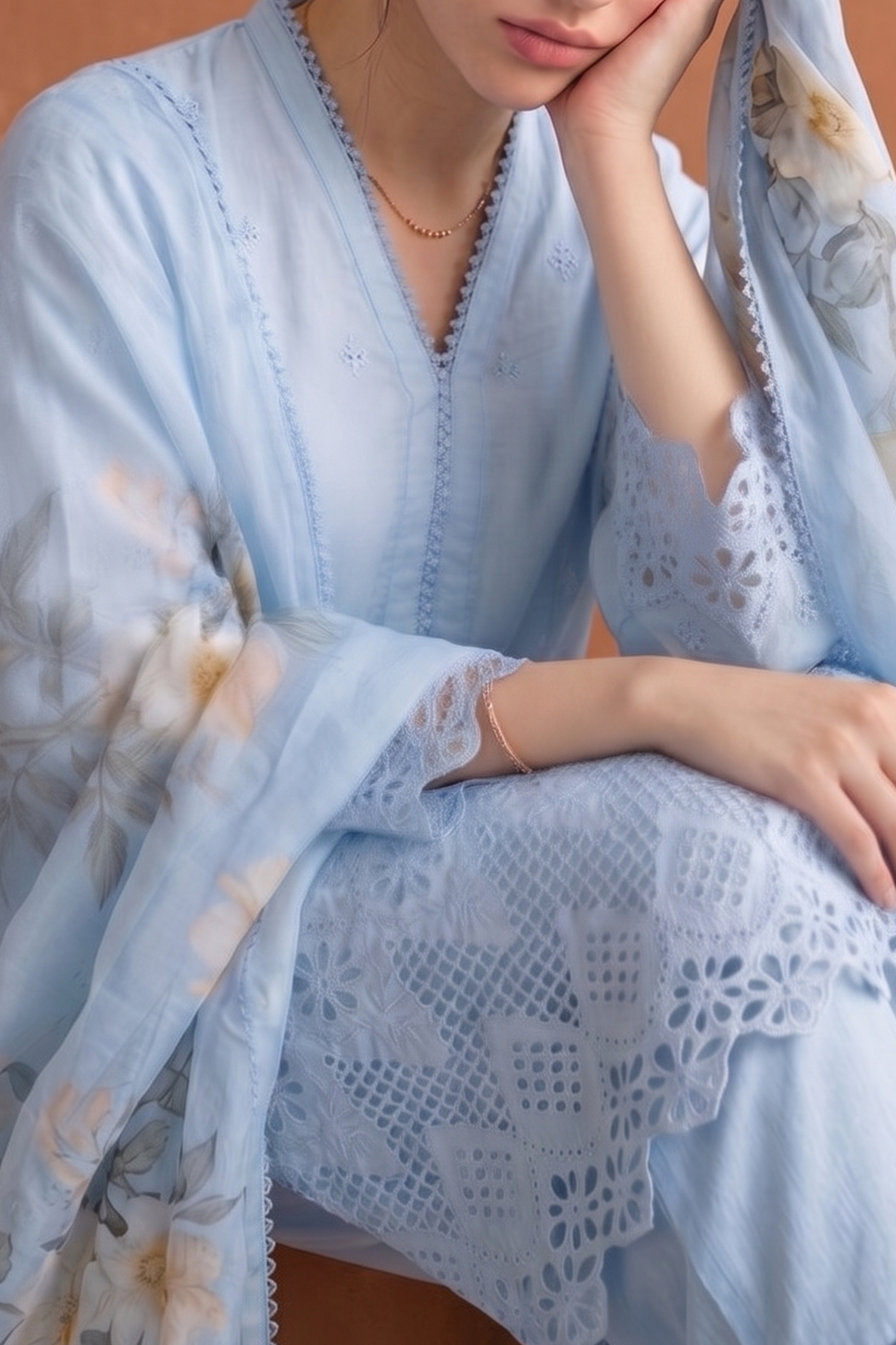 Azure Trellis - Luxury Lawn Suit