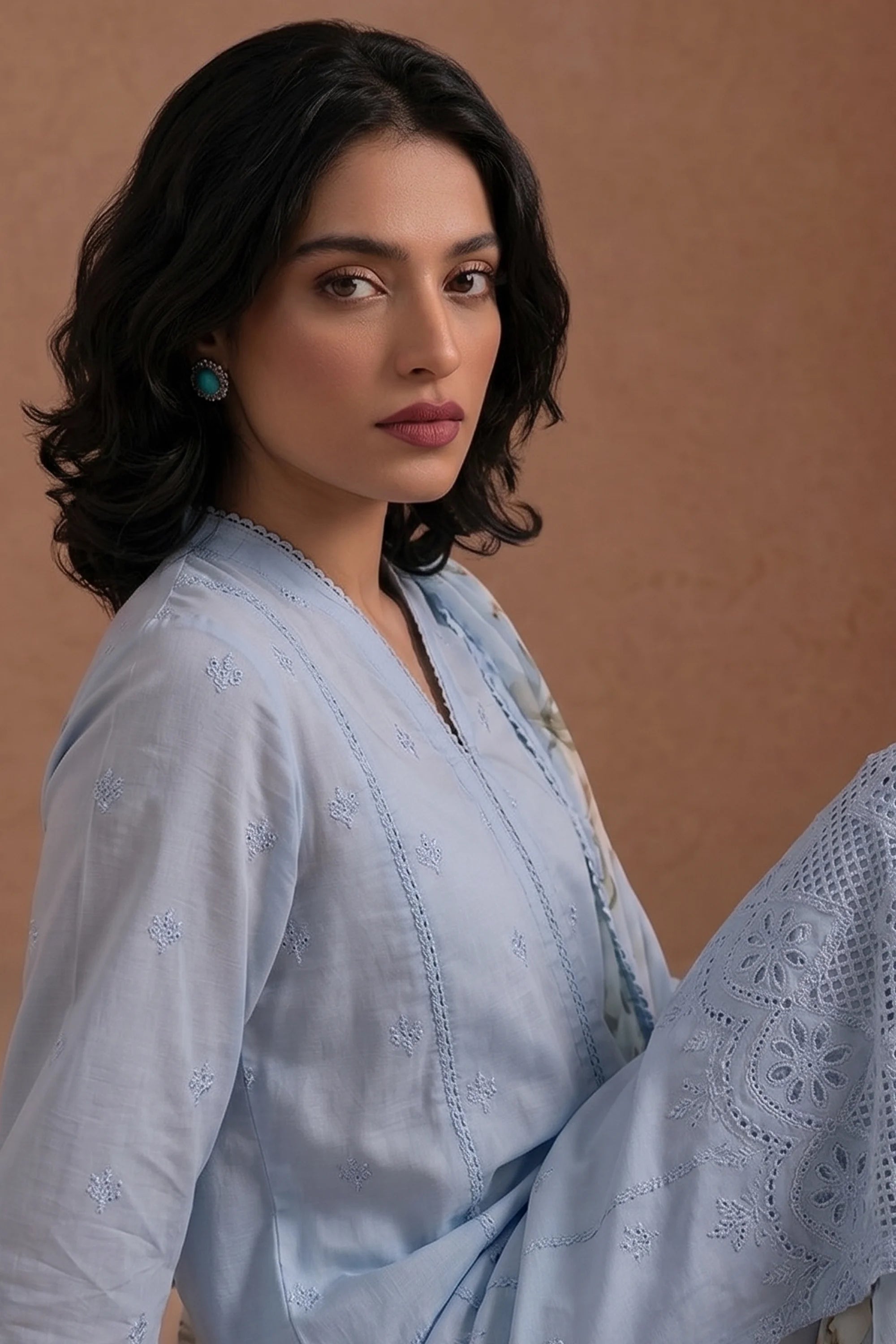Azure Trellis - Luxury Lawn Suit