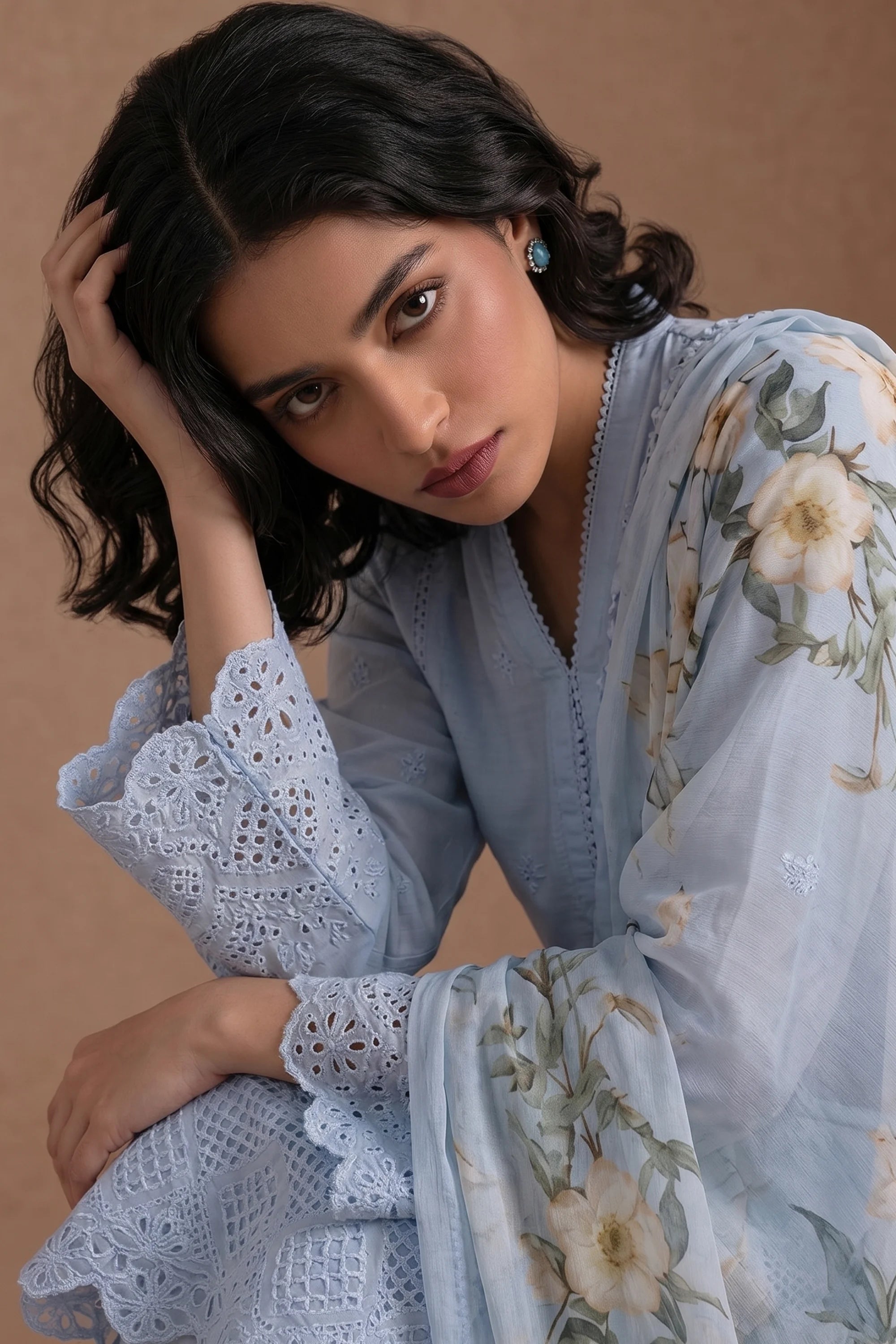 Azure Trellis - Luxury Lawn Suit