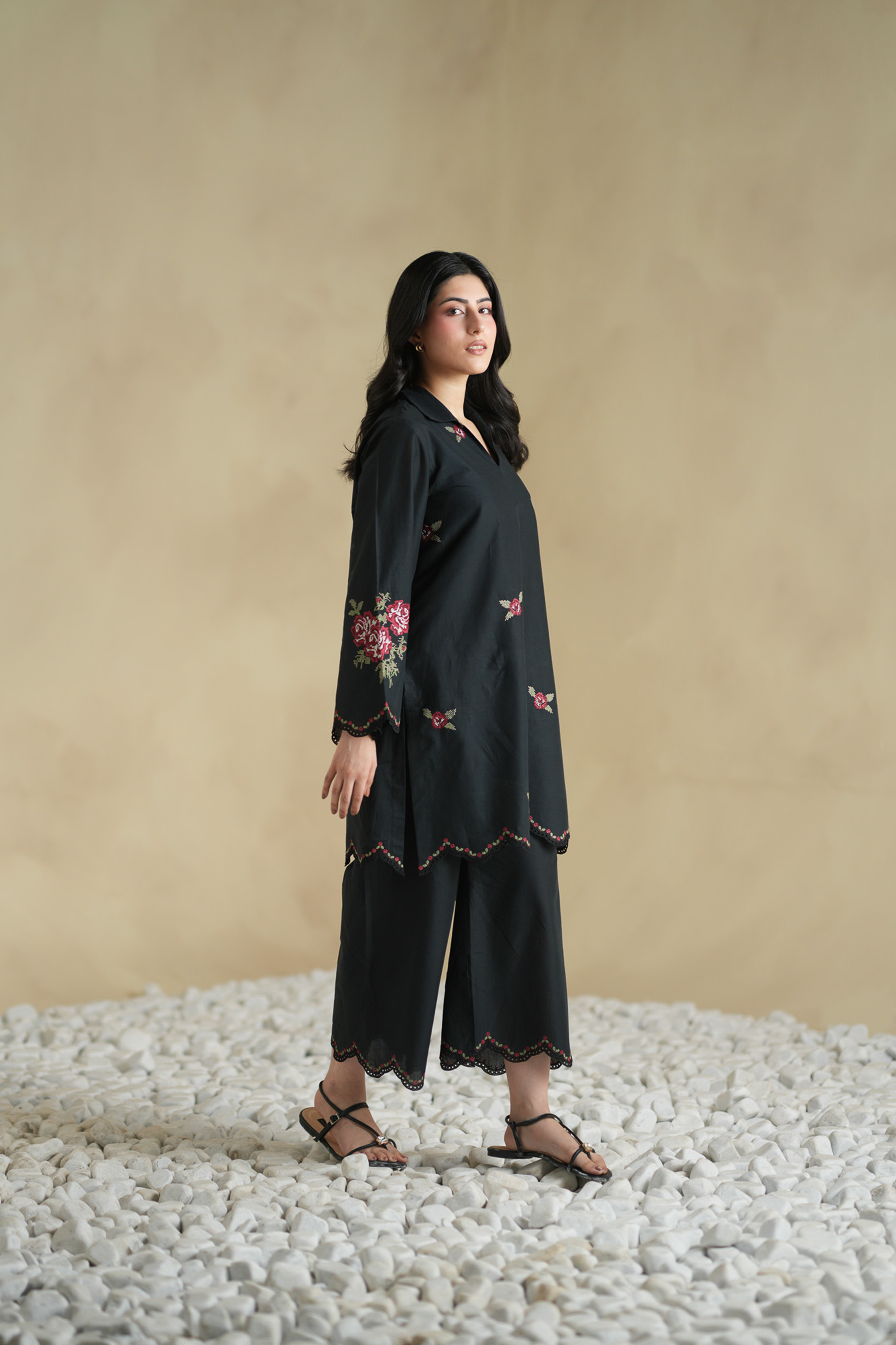 Black Edit Embroidered Co-ord Set
