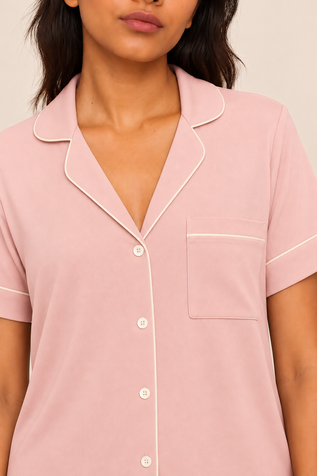 Women's Tencel modal short PJ set in soft pink #color_soft pink#option_short pj set