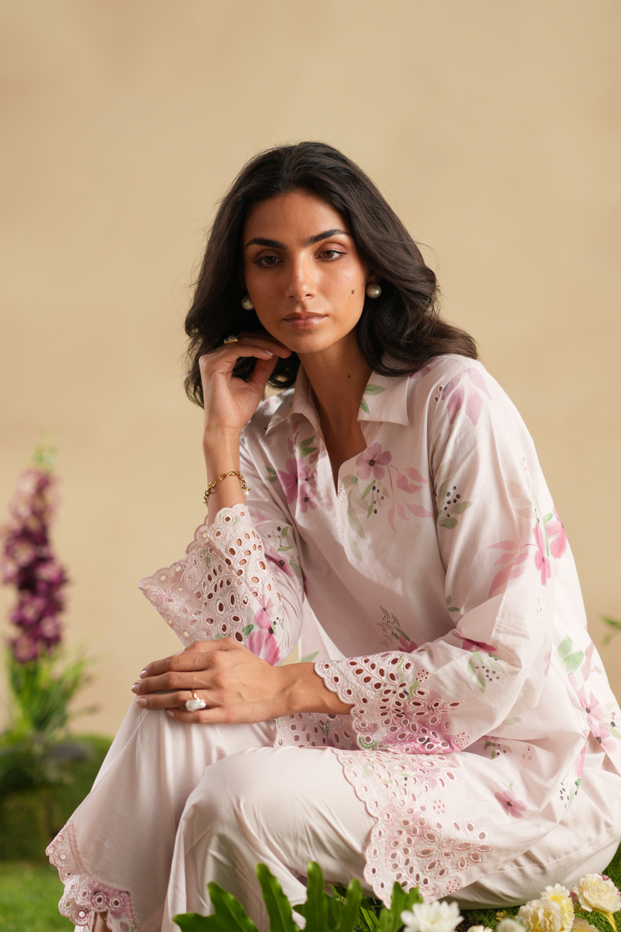 Crimson Garden Embroidered Co-ord Set