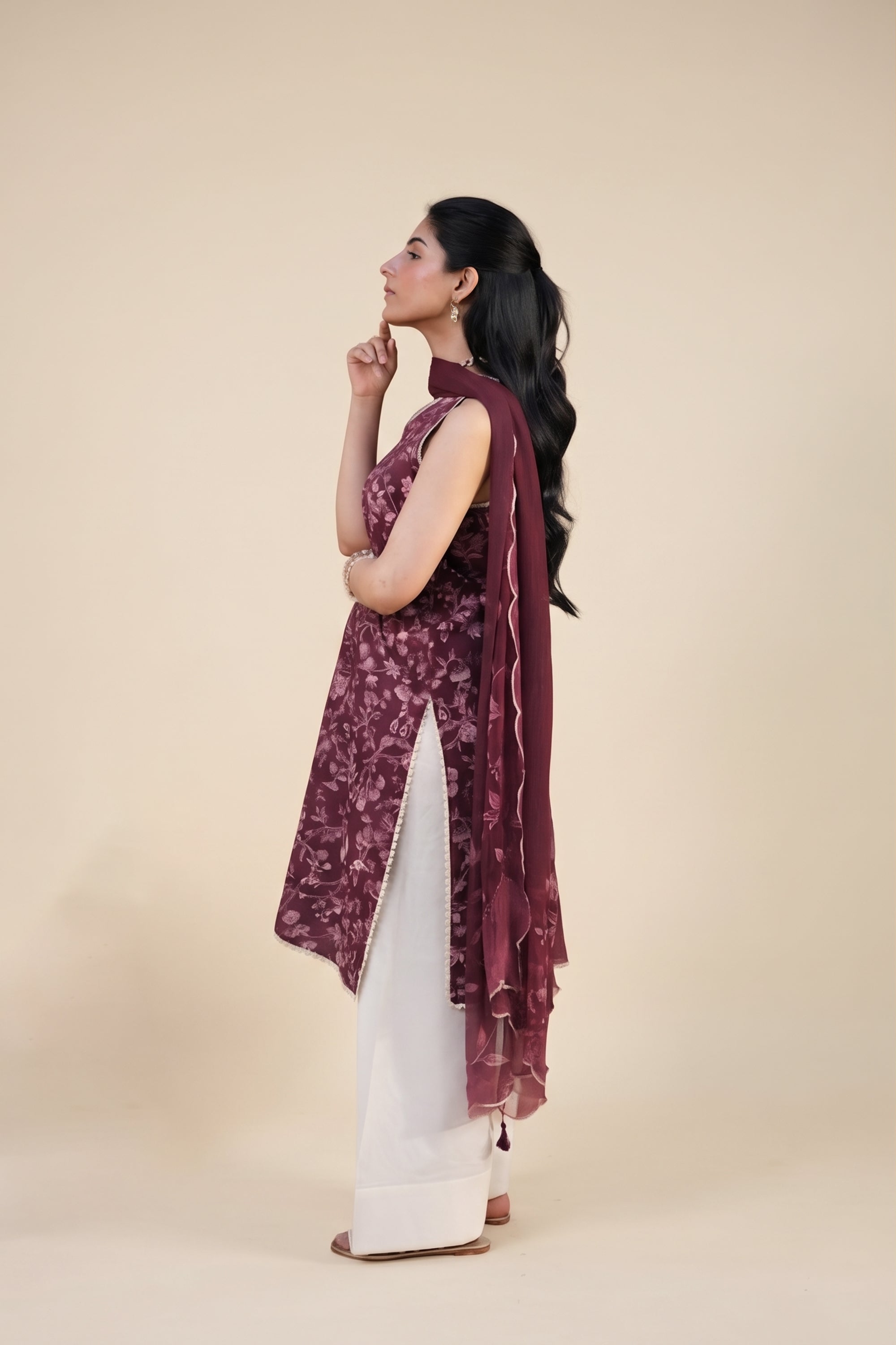 Deep Rouge - Printed Lawn Suit
