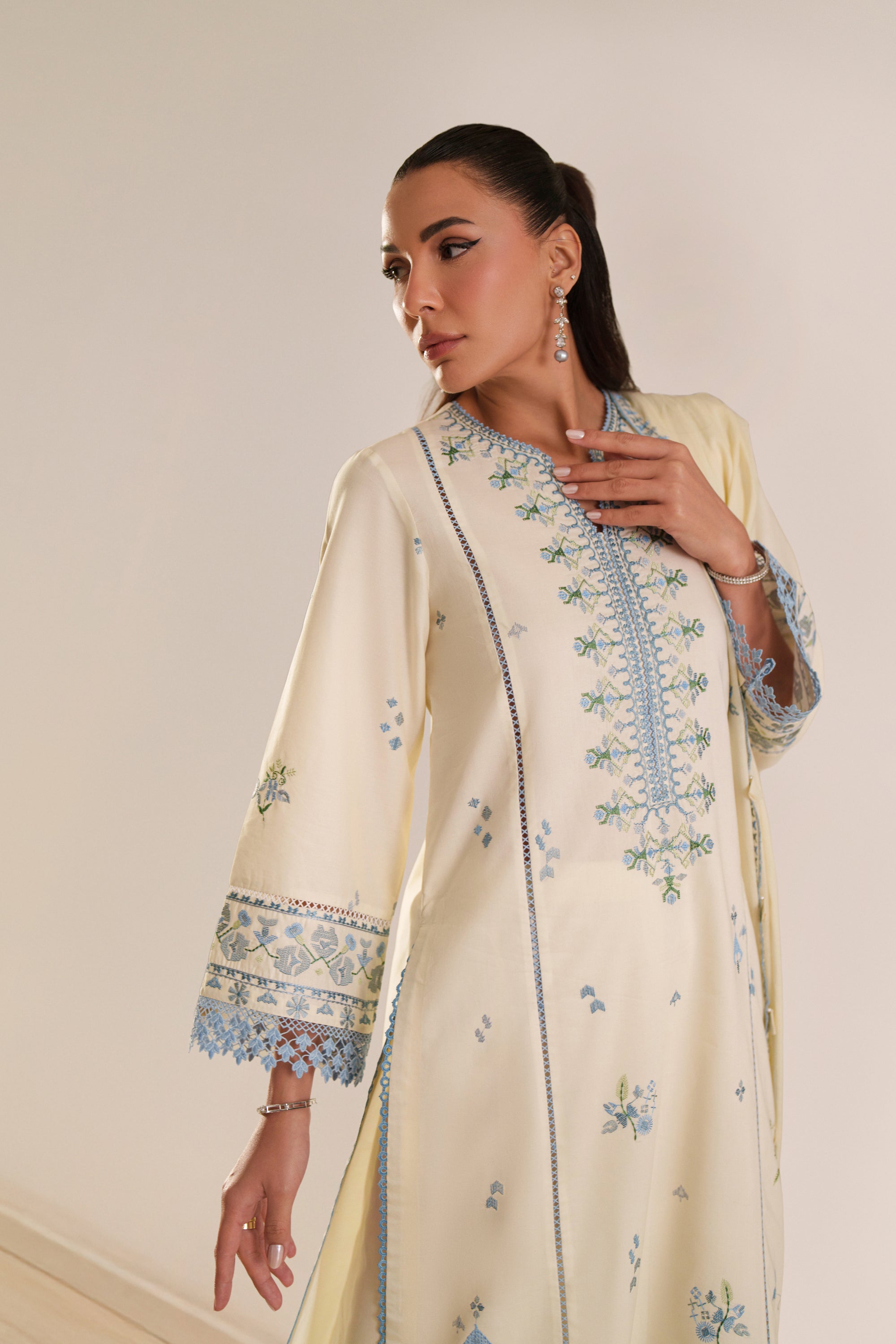 3 Piece Embroidered Lawn Suit - Ivory Suzani