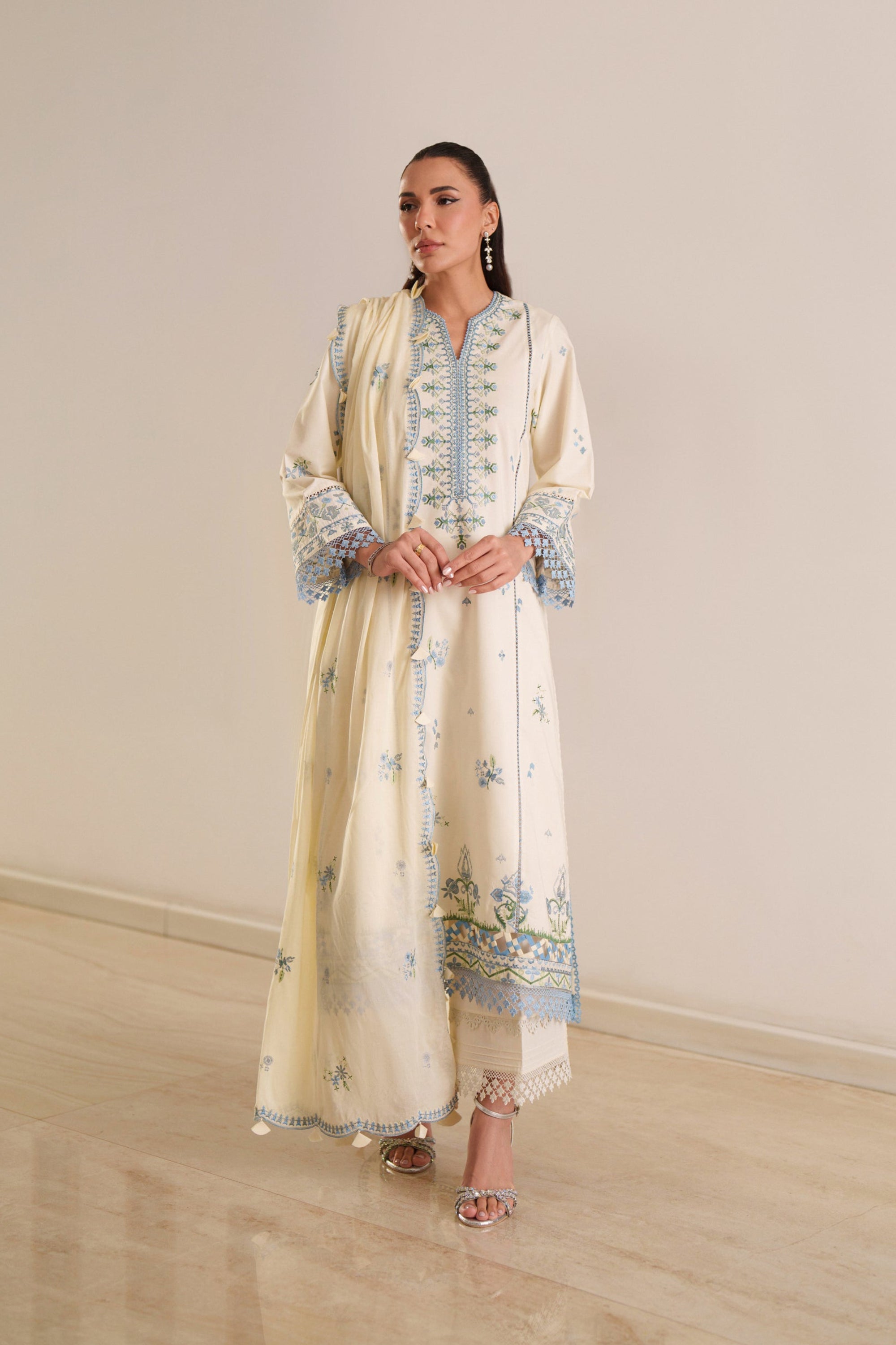 Ivory Suzani - Luxury Lawn Suit