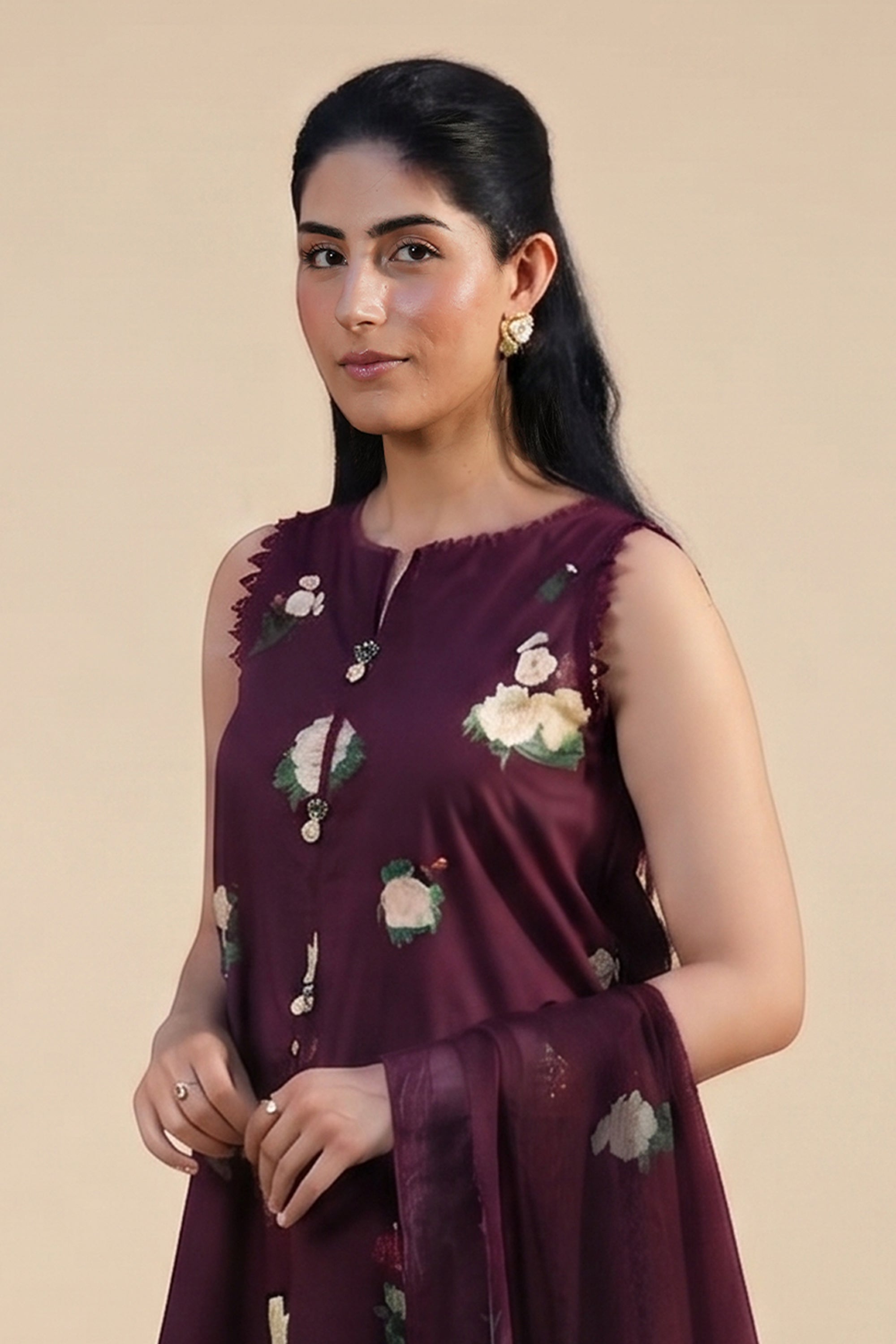 Prune - Printed Lawn Suit