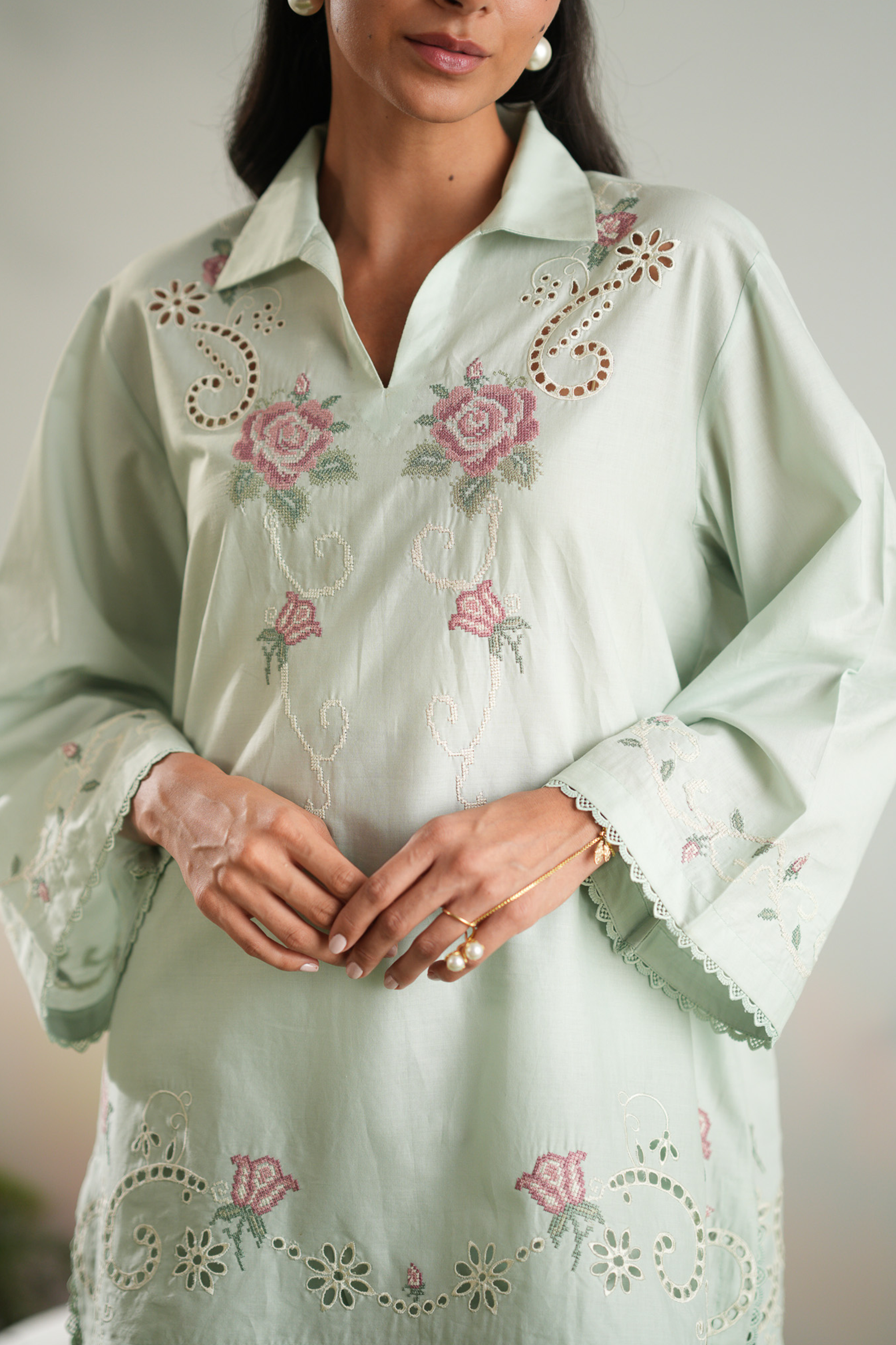 Rose Vine Embroidered Co-ord Set