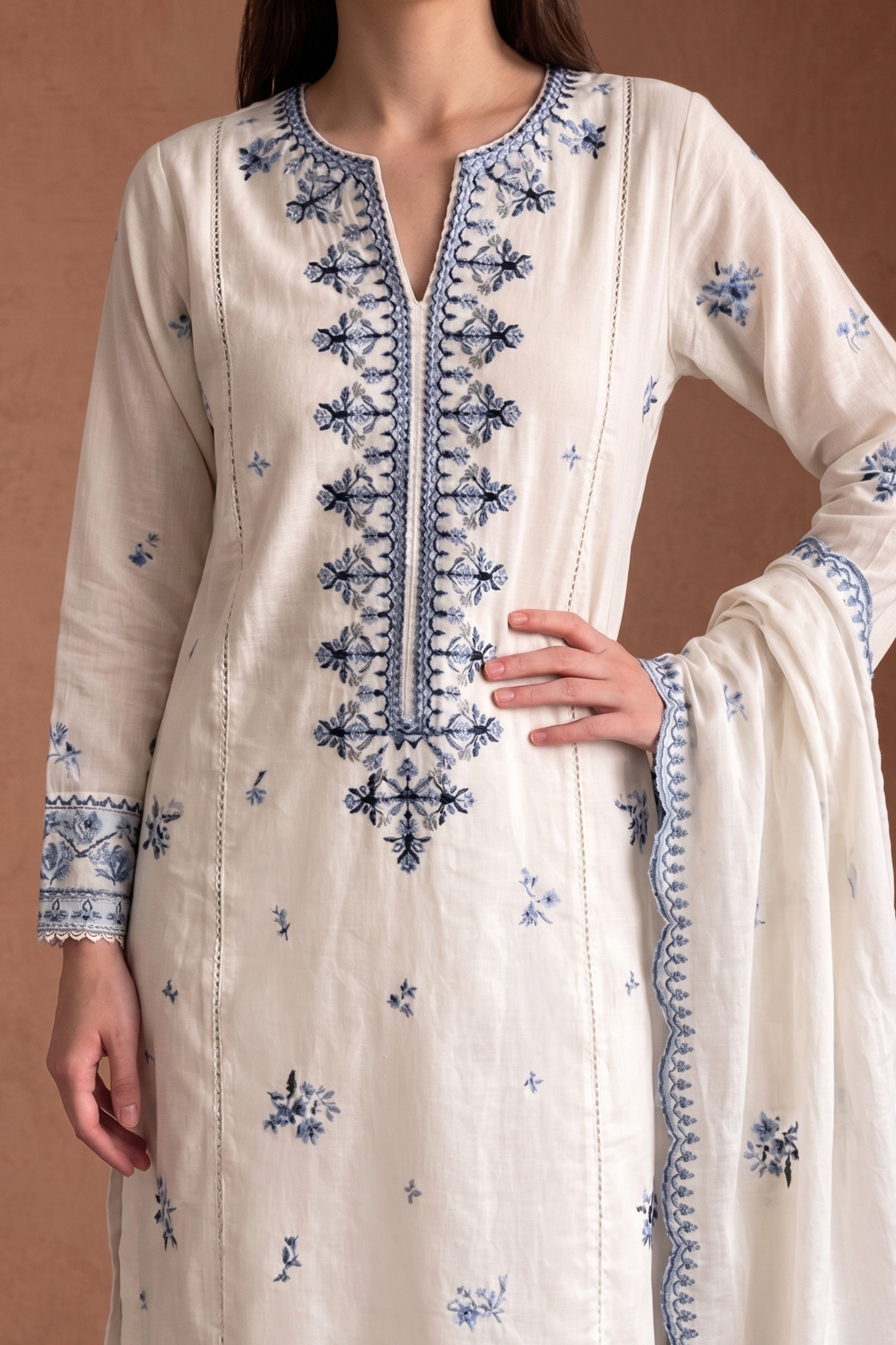 Ivory Suzani - Luxury Lawn Suit