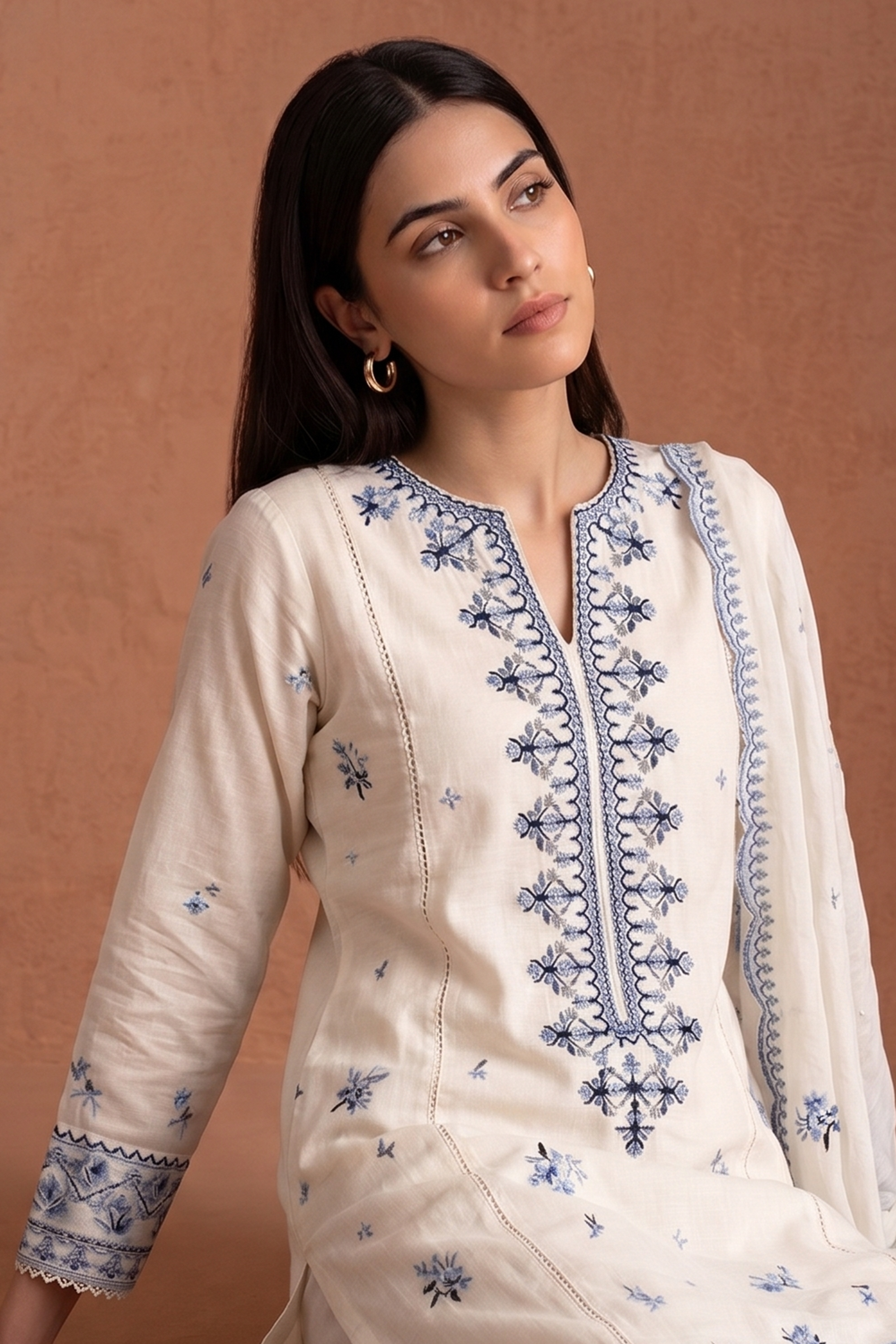 Ivory Suzani - Luxury Lawn Suit