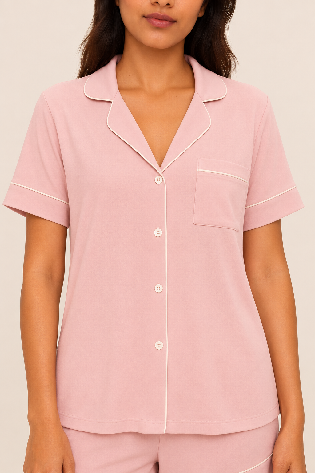 Women's Tencel modal short PJ set in soft pink #color_soft pink#option_short pj set