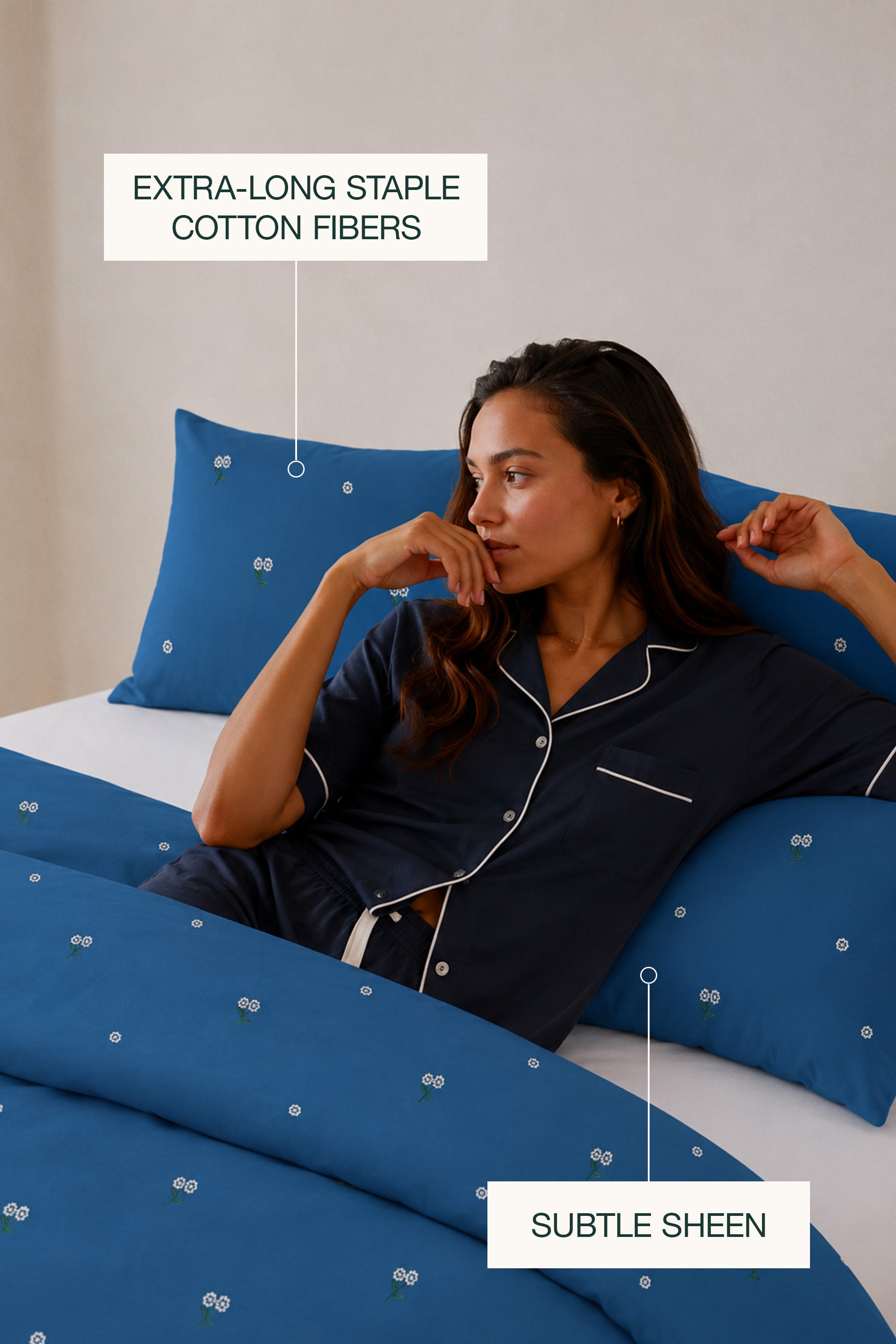 T400 Luxe Teal Embroidered Egyptian Cotton Duvet Cover Set