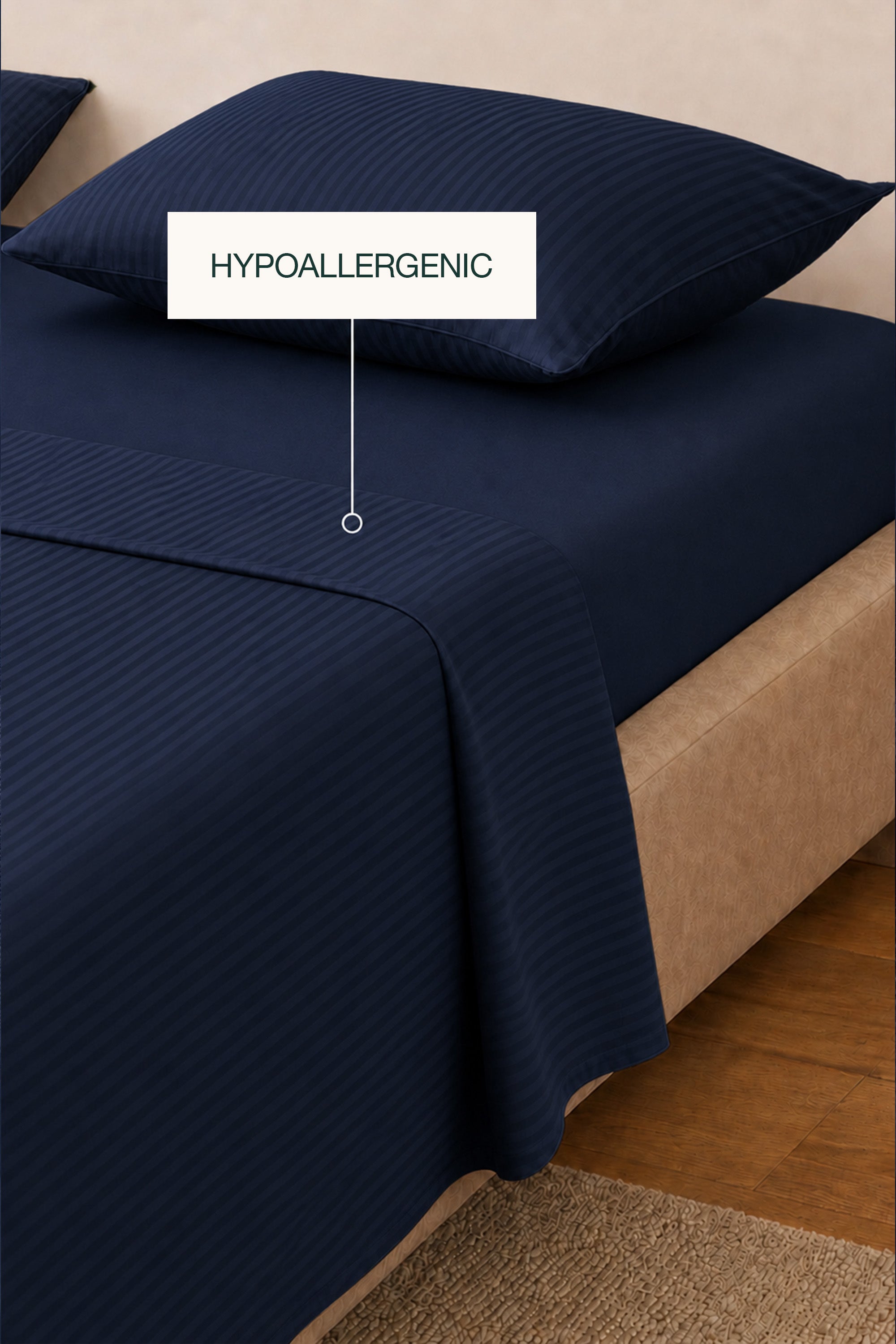 T300 Luxe Bamboo Navy Striped Bed Sheet Set