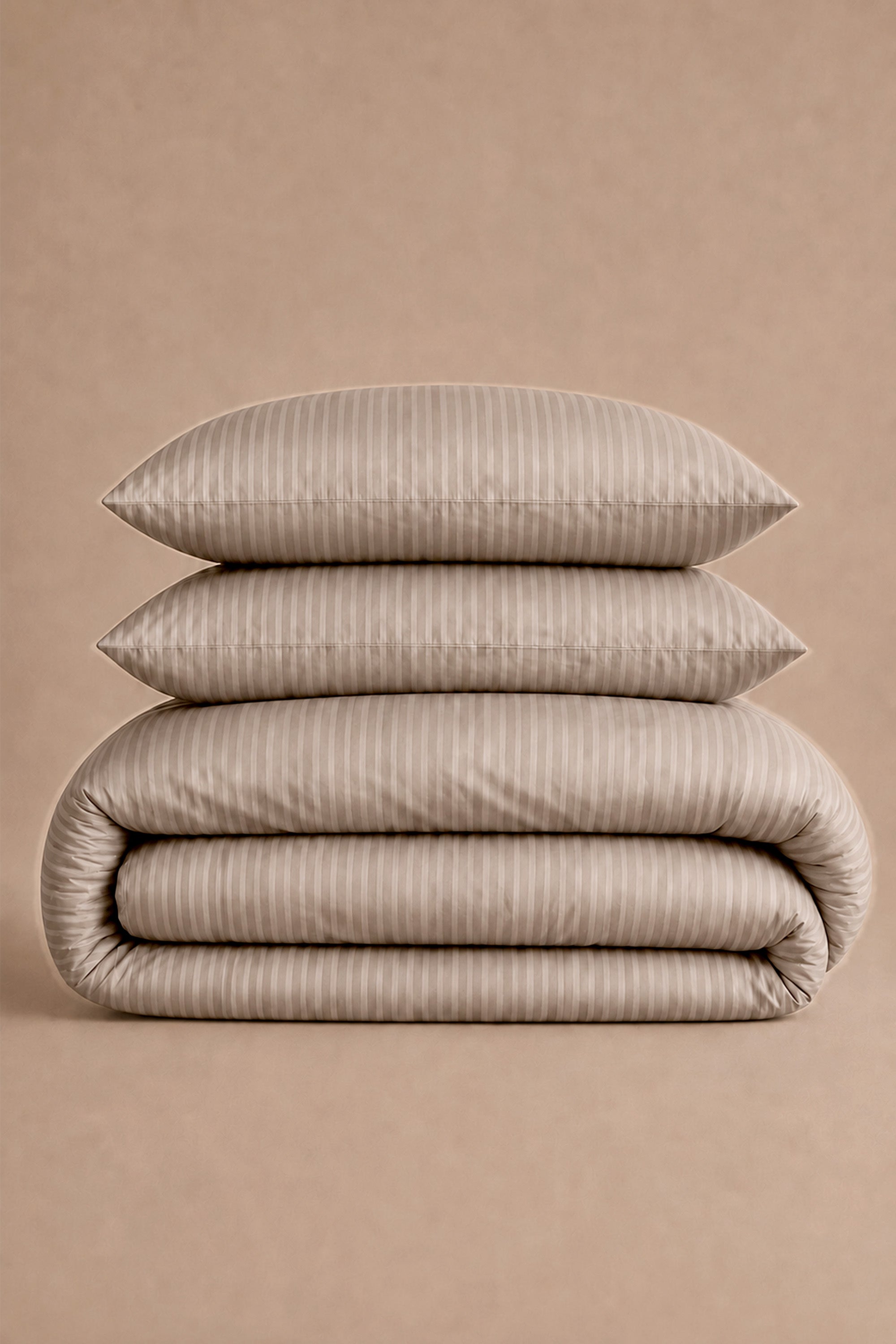 T300 Luxe Bamboo Taupe Striped Duvet Cover Set