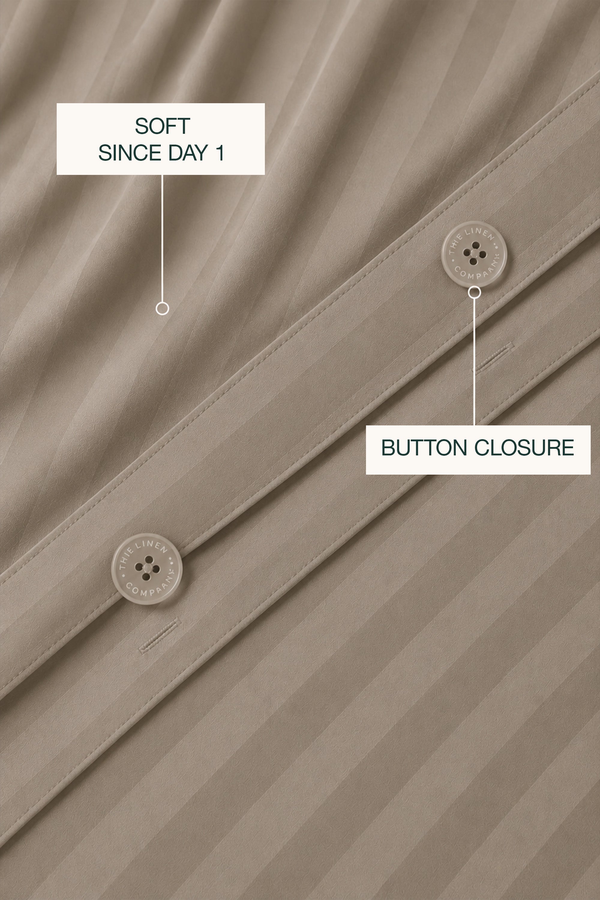 T300 Luxe Bamboo Taupe Striped Duvet Cover Set