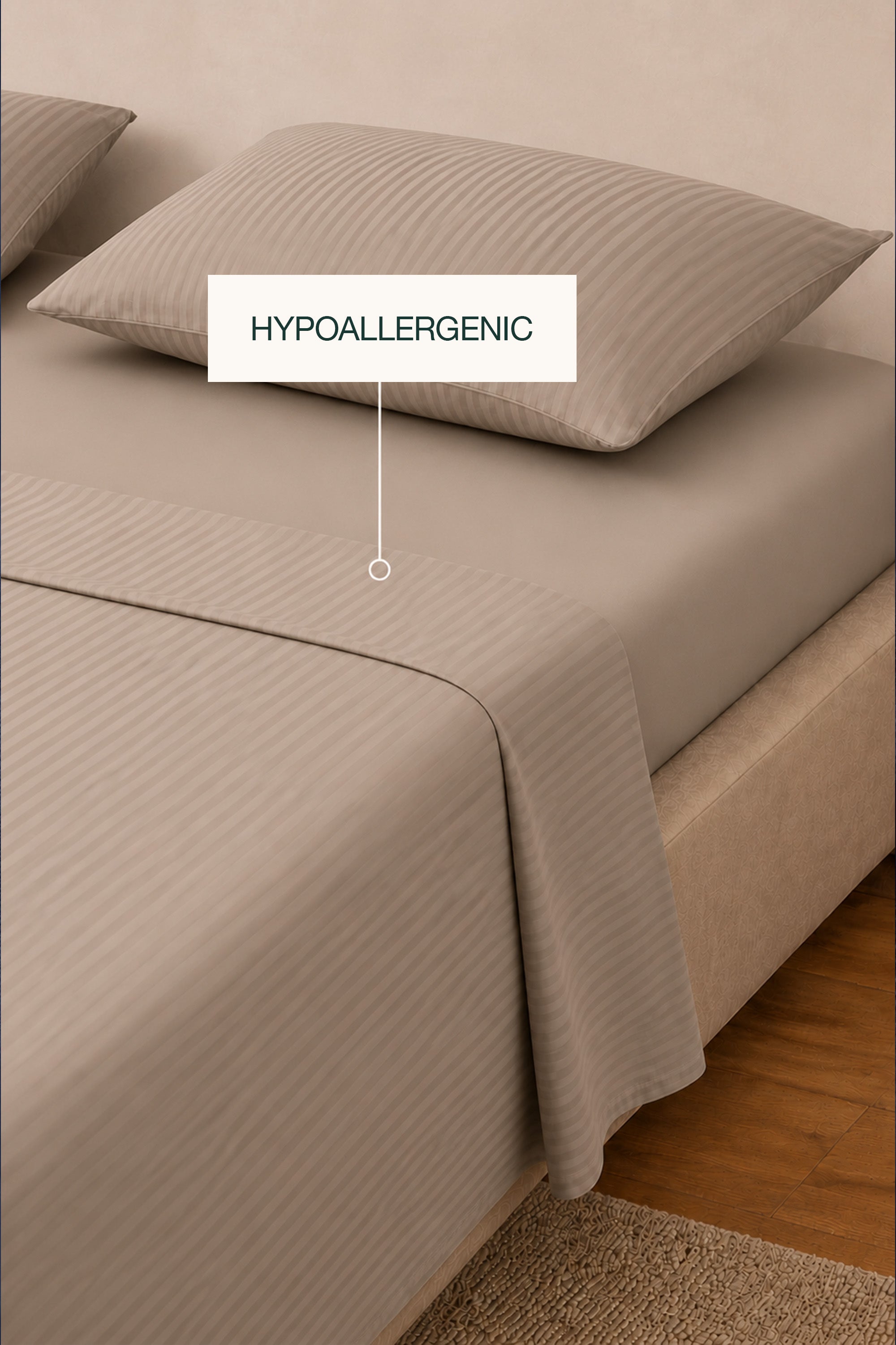 T300 Luxe Bamboo Taupe Striped Bed Sheet Set