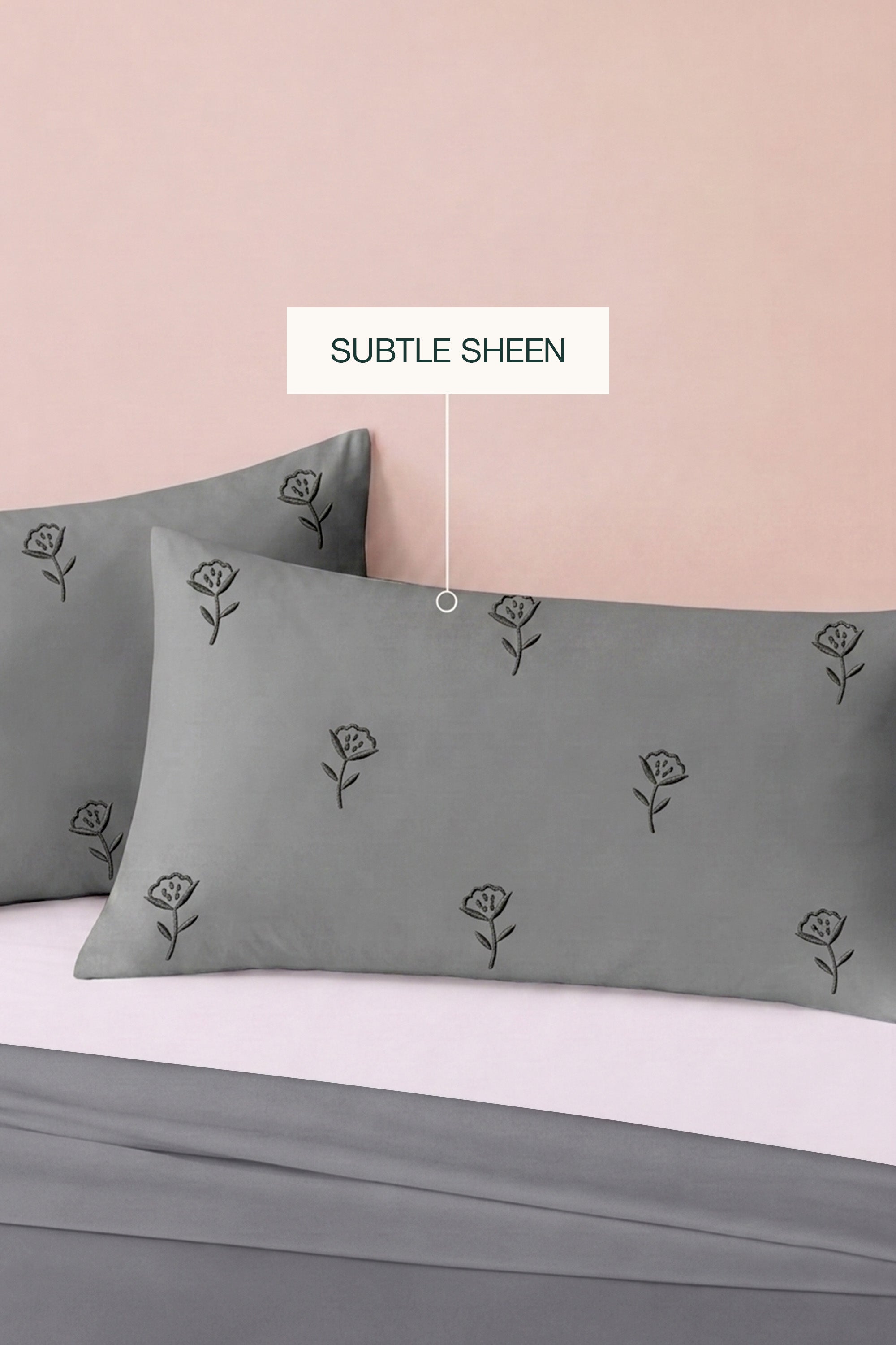 T400 Luxe Grey Embroidered Egyptian Cotton Bed Sheet Set