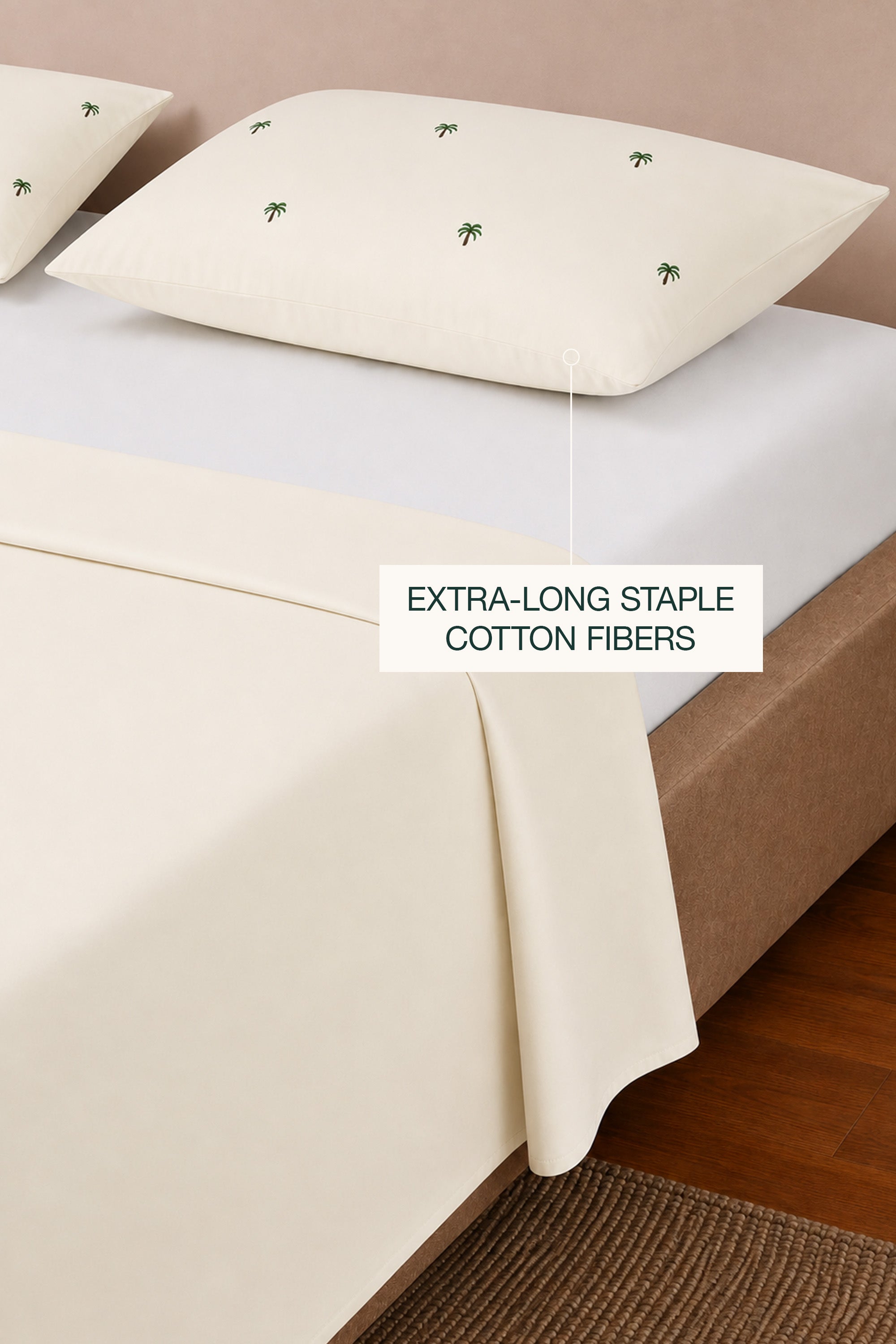 T400 Luxe Ivory Embroidered Egyptian Cotton Bed Sheet Set