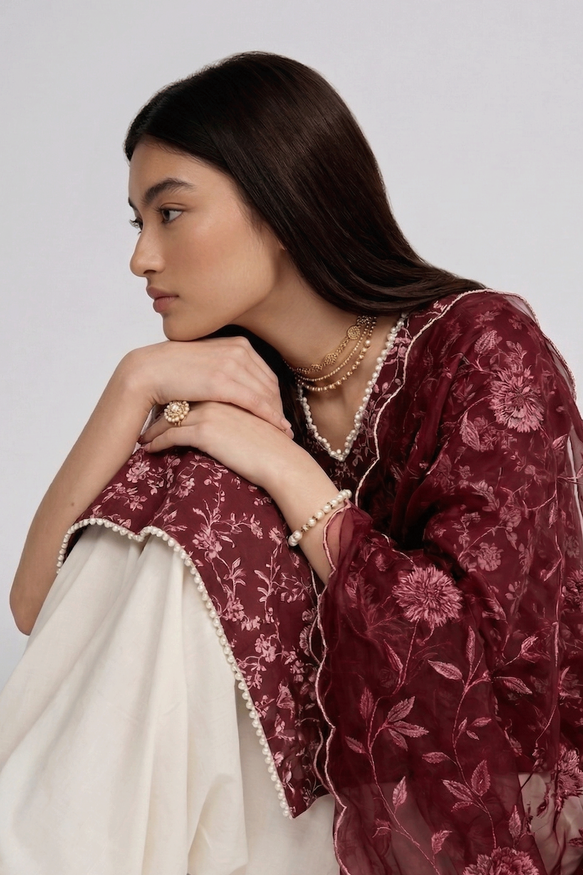 Deep Rouge - Printed Lawn Suit