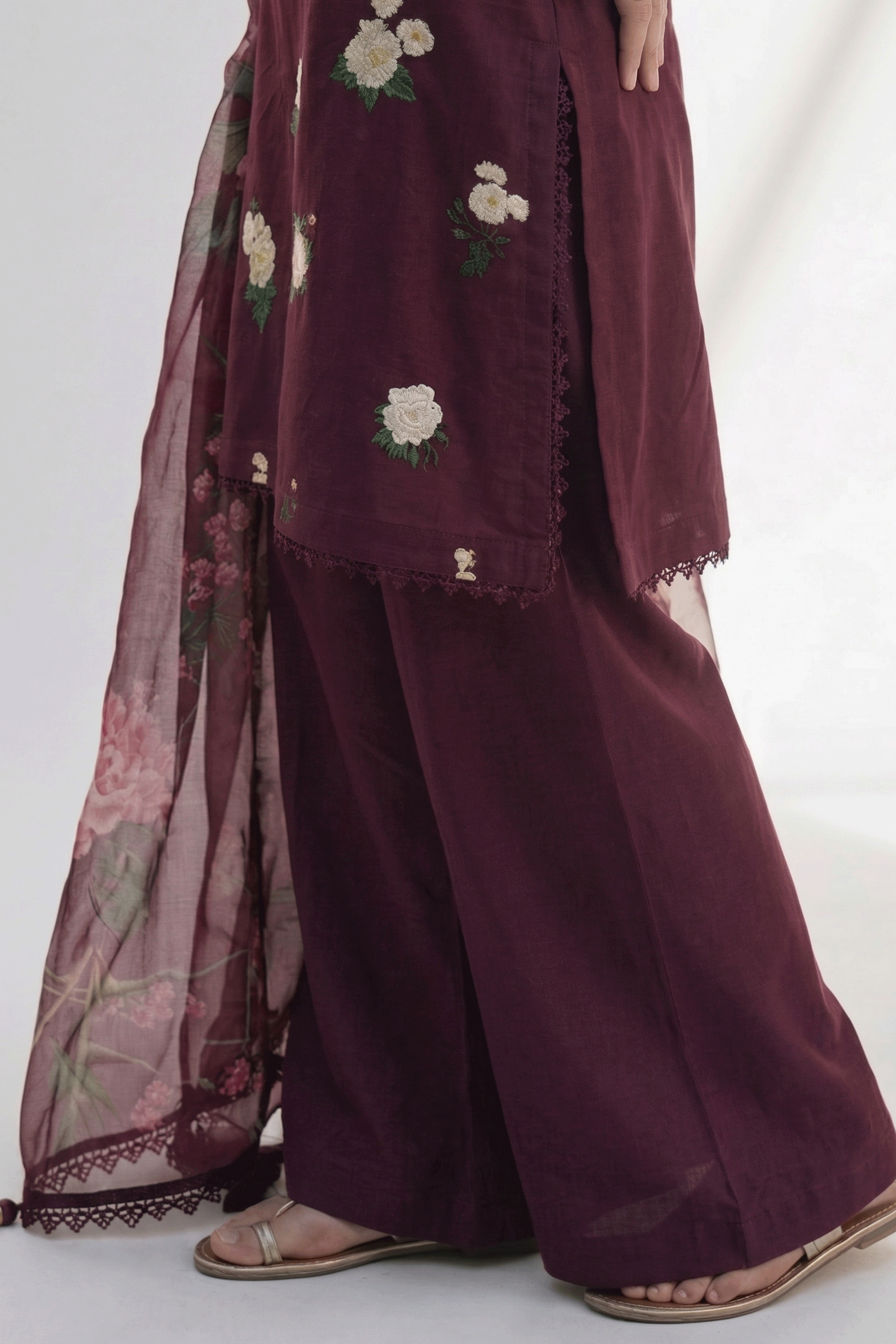 Prune - Printed Lawn Suit