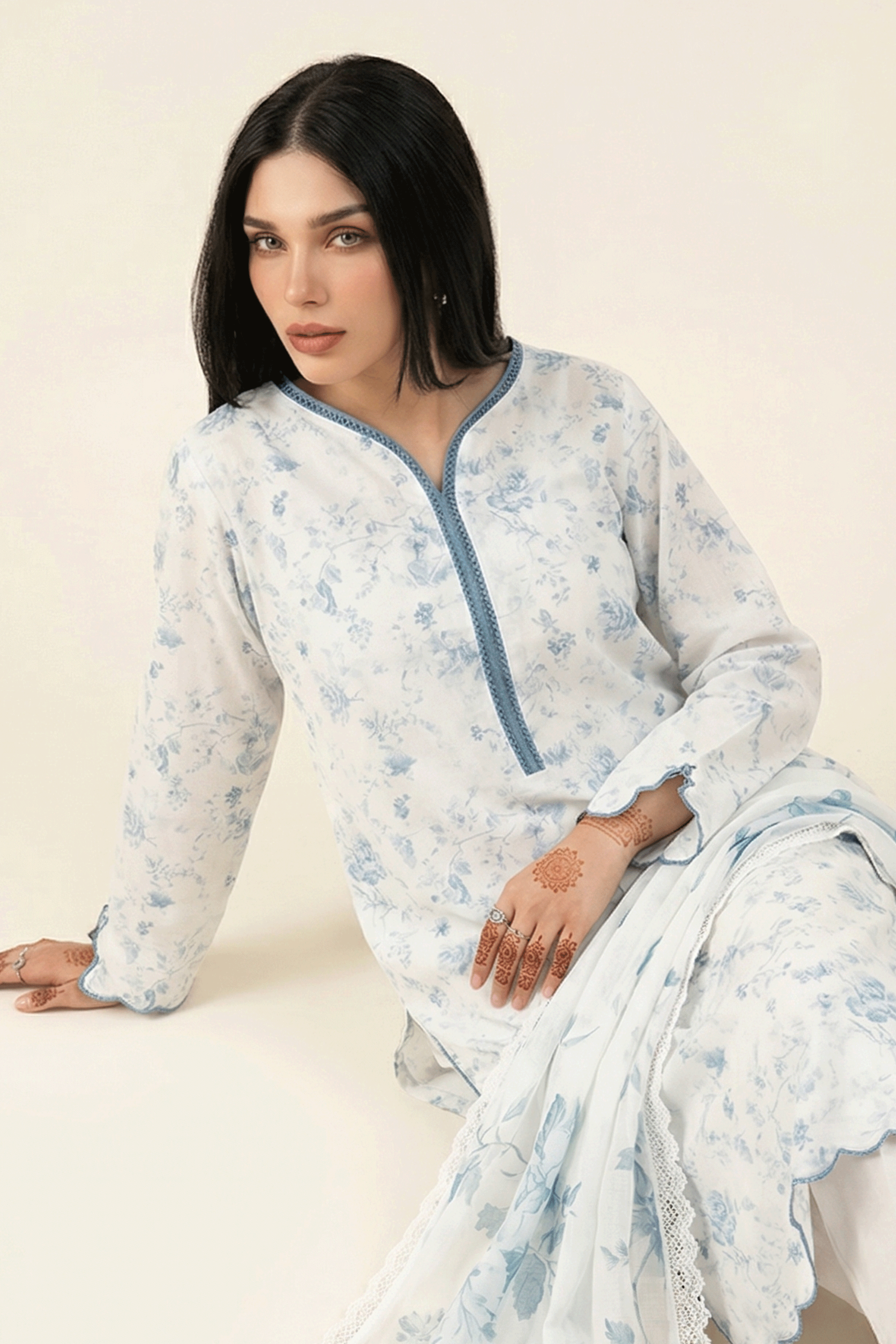 Soft Ciel - Printed Lawn Suit