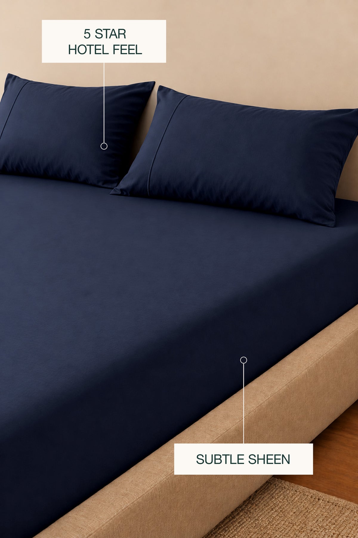 Silky Bamboo Navy Fitted Sheet Set