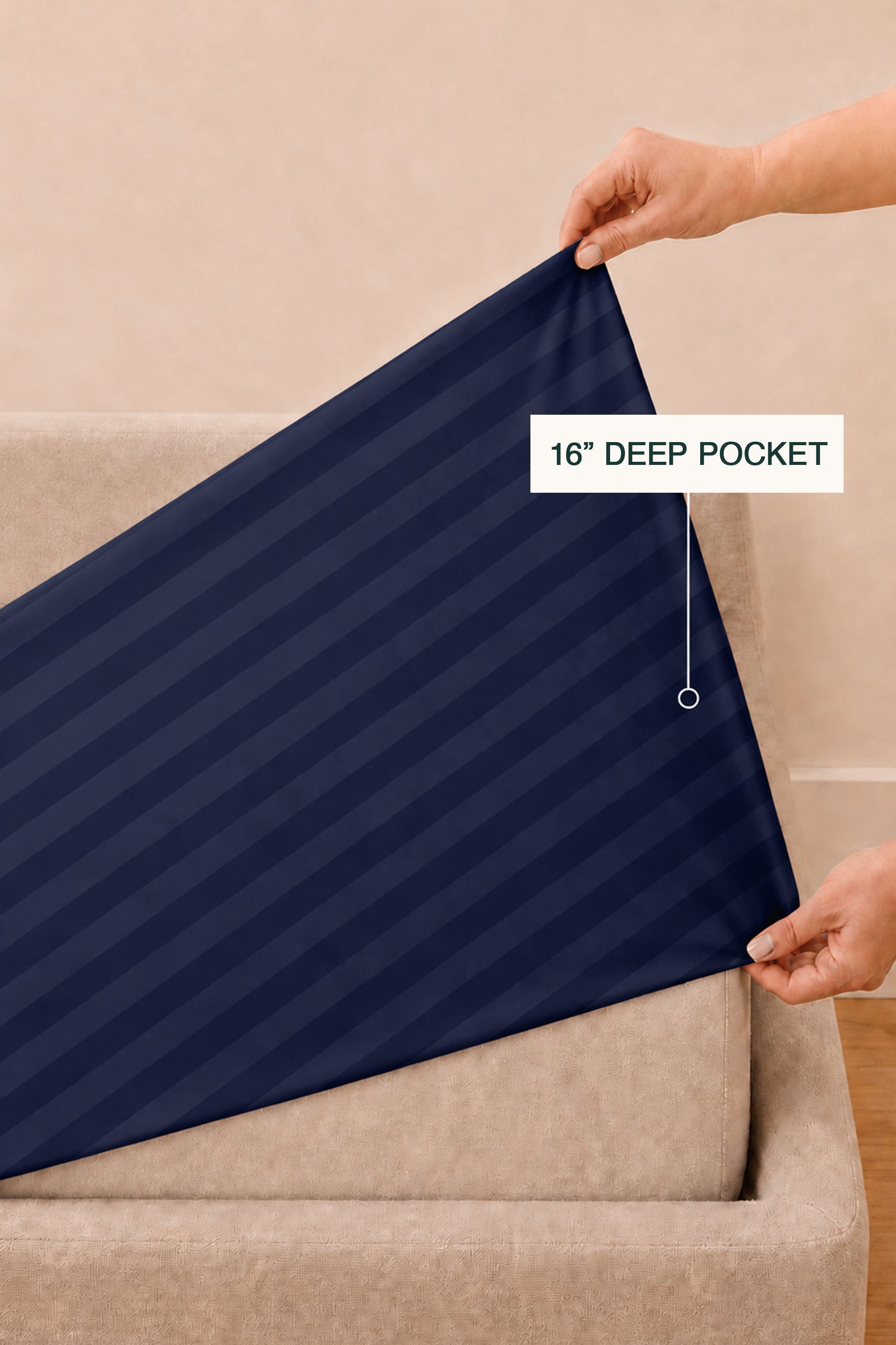 T300 Luxe Navy Striped Sheet Set