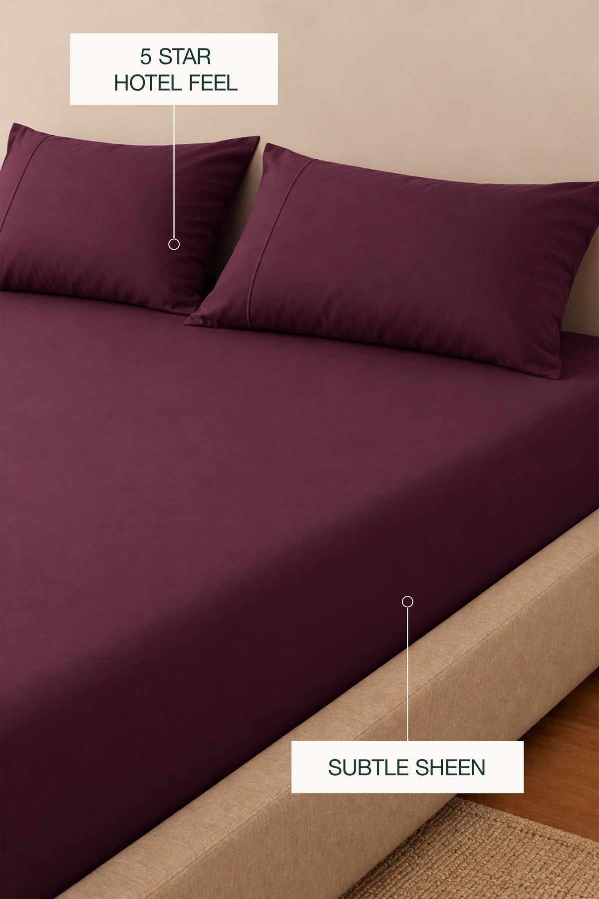 Silky Bamboo Plum Fitted Sheet Set