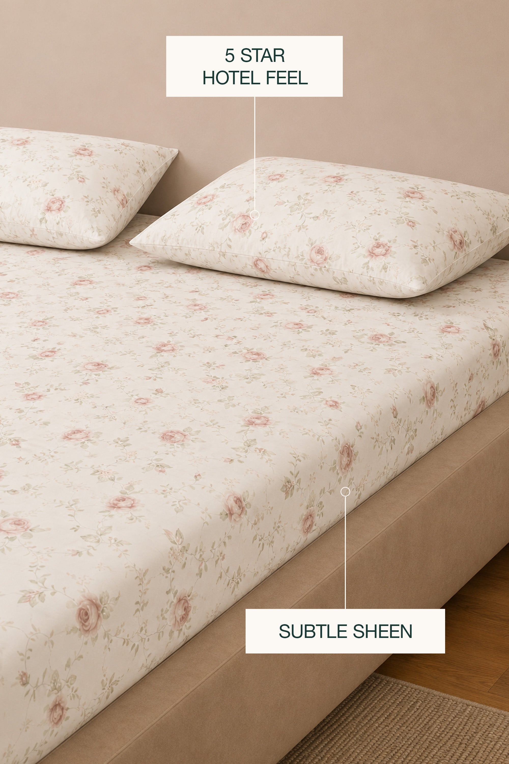Rosy Affair Sateen Bed Sheet Set