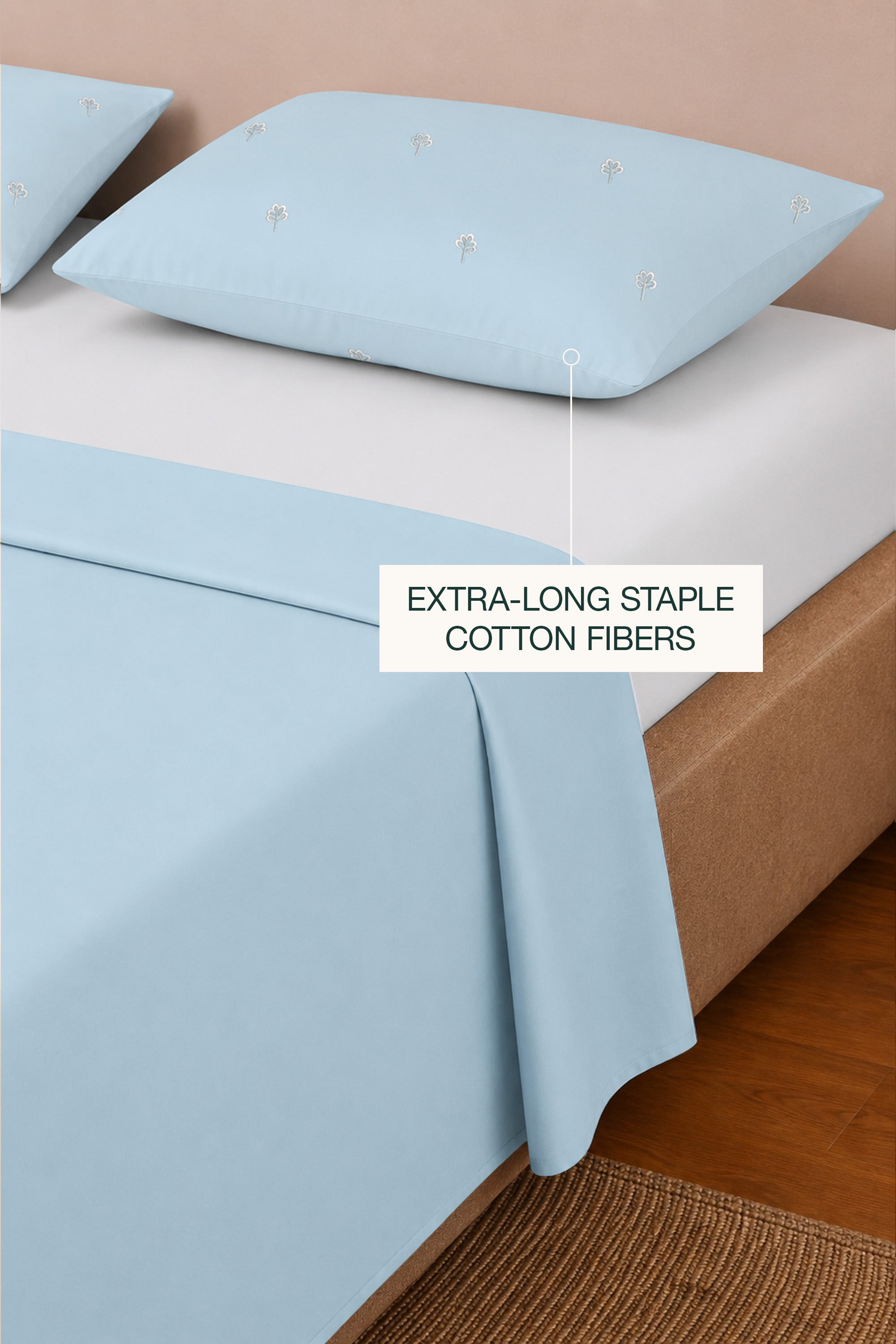 T400 Luxe Sky Embroidered Egyptian Cotton Bed Sheet Set