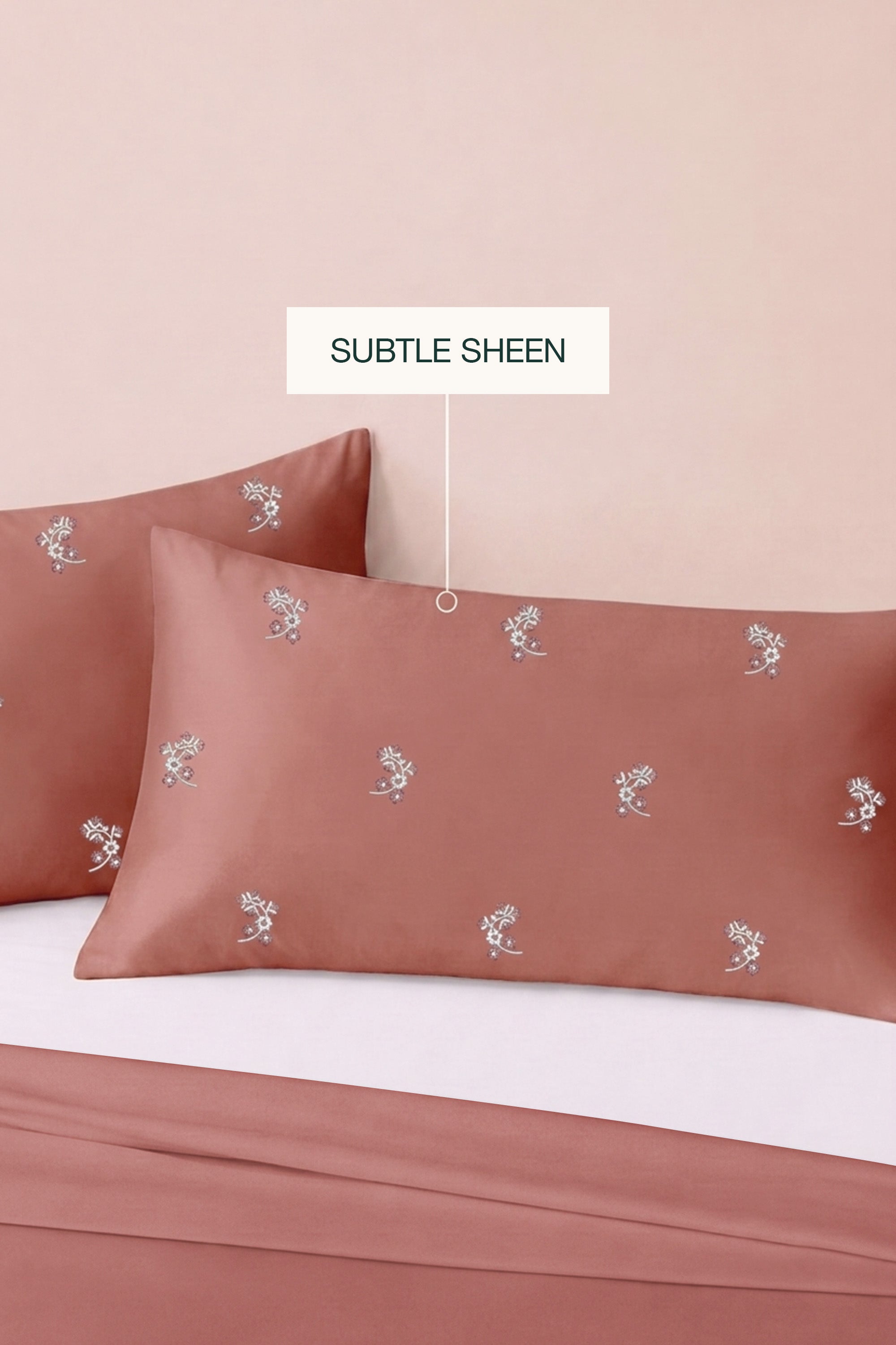 T400 Luxe Terracotta Embroidered Egyptian Cotton Bed Sheet Set
