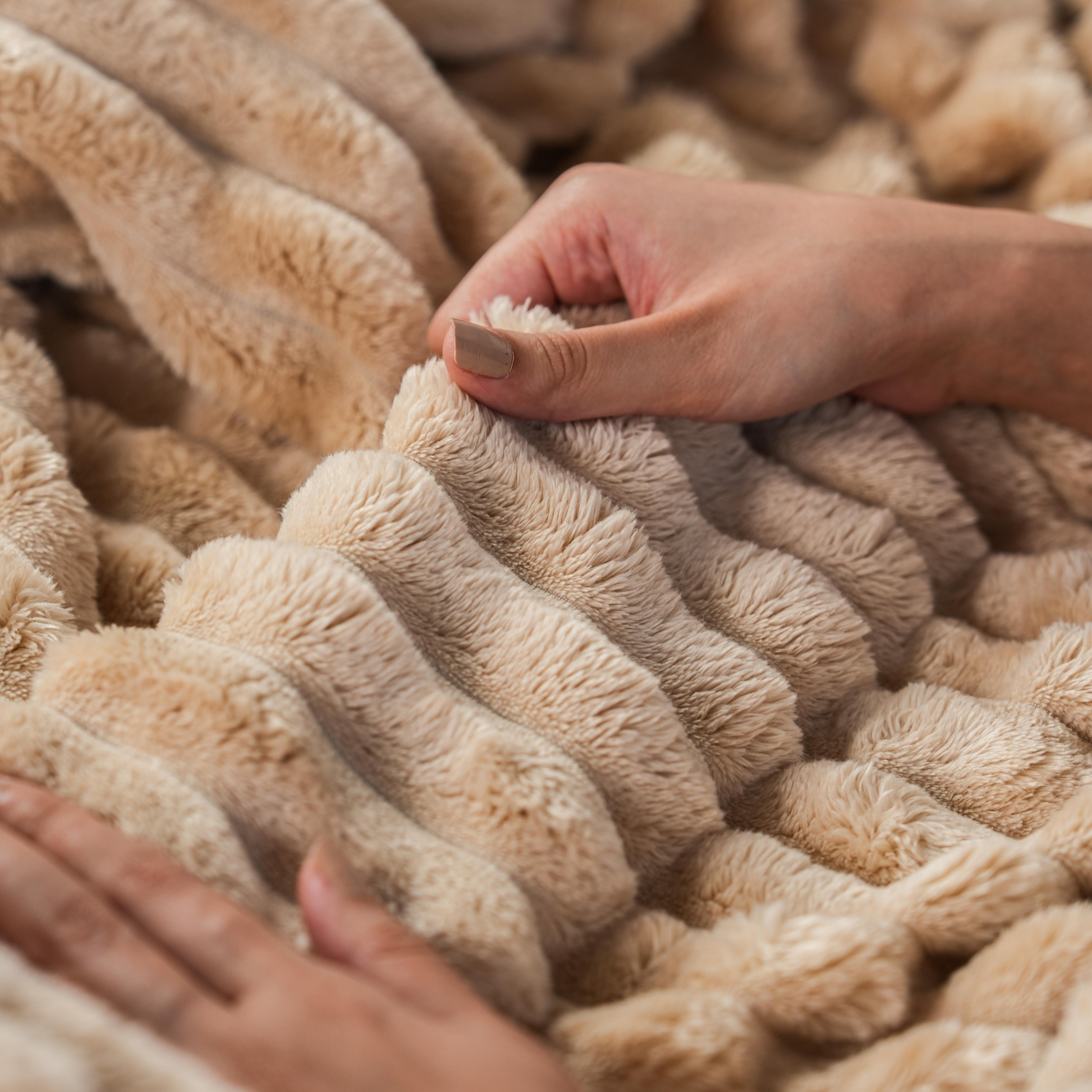 Striped Microfiber Plush Blankets