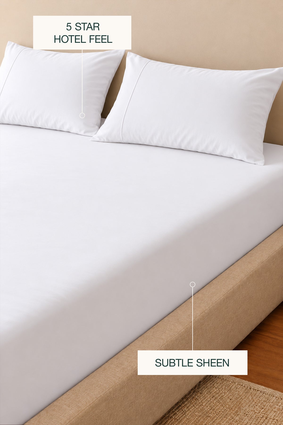 Silky Bamboo White Fitted Sheet Set