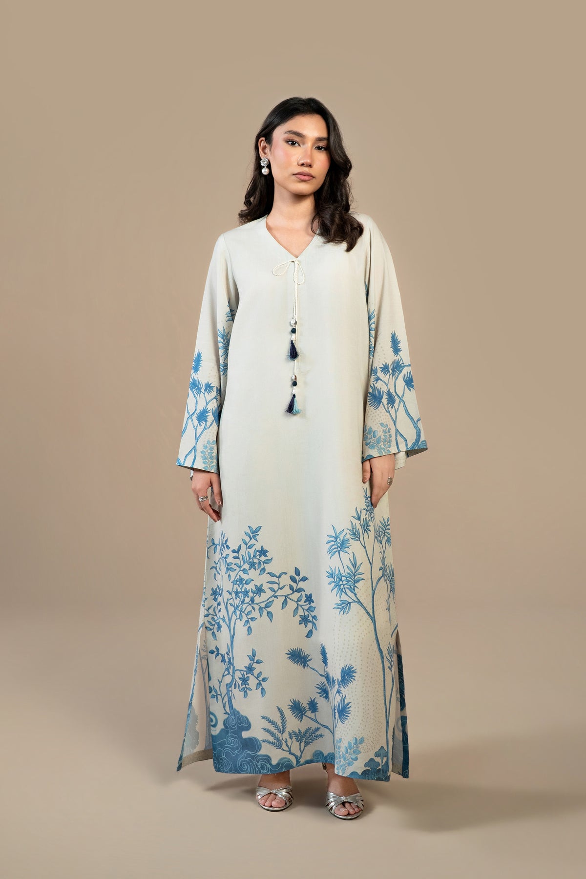 Cobalt Mist Silk Kaftan