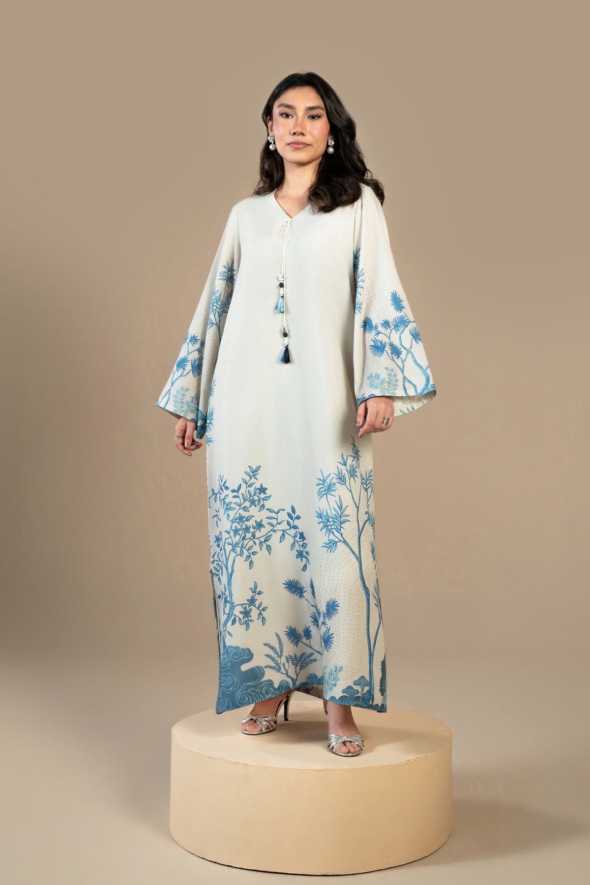 Cobalt Mist Silk Kaftan