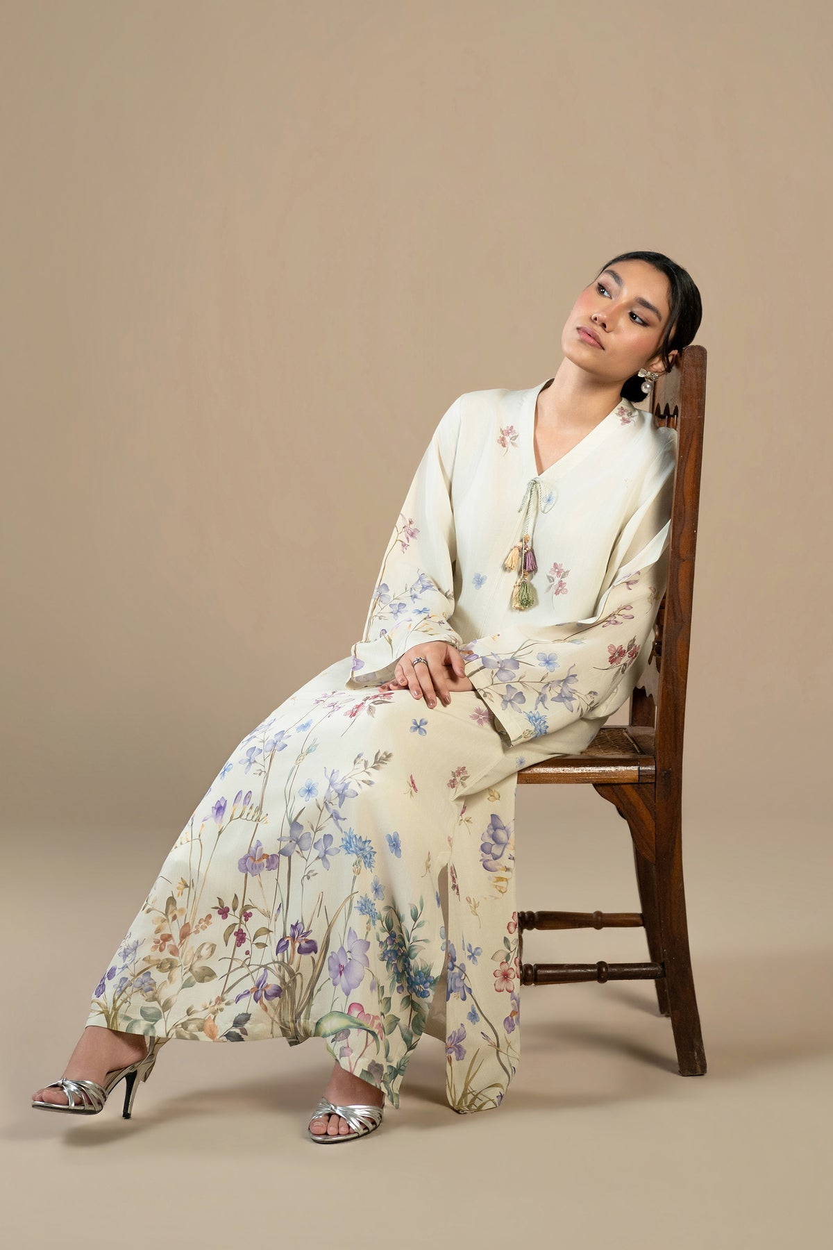 Petal Drift Silk Kaftan