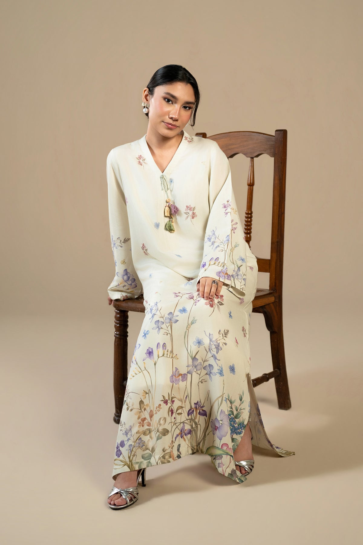 Petal Drift Silk Kaftan