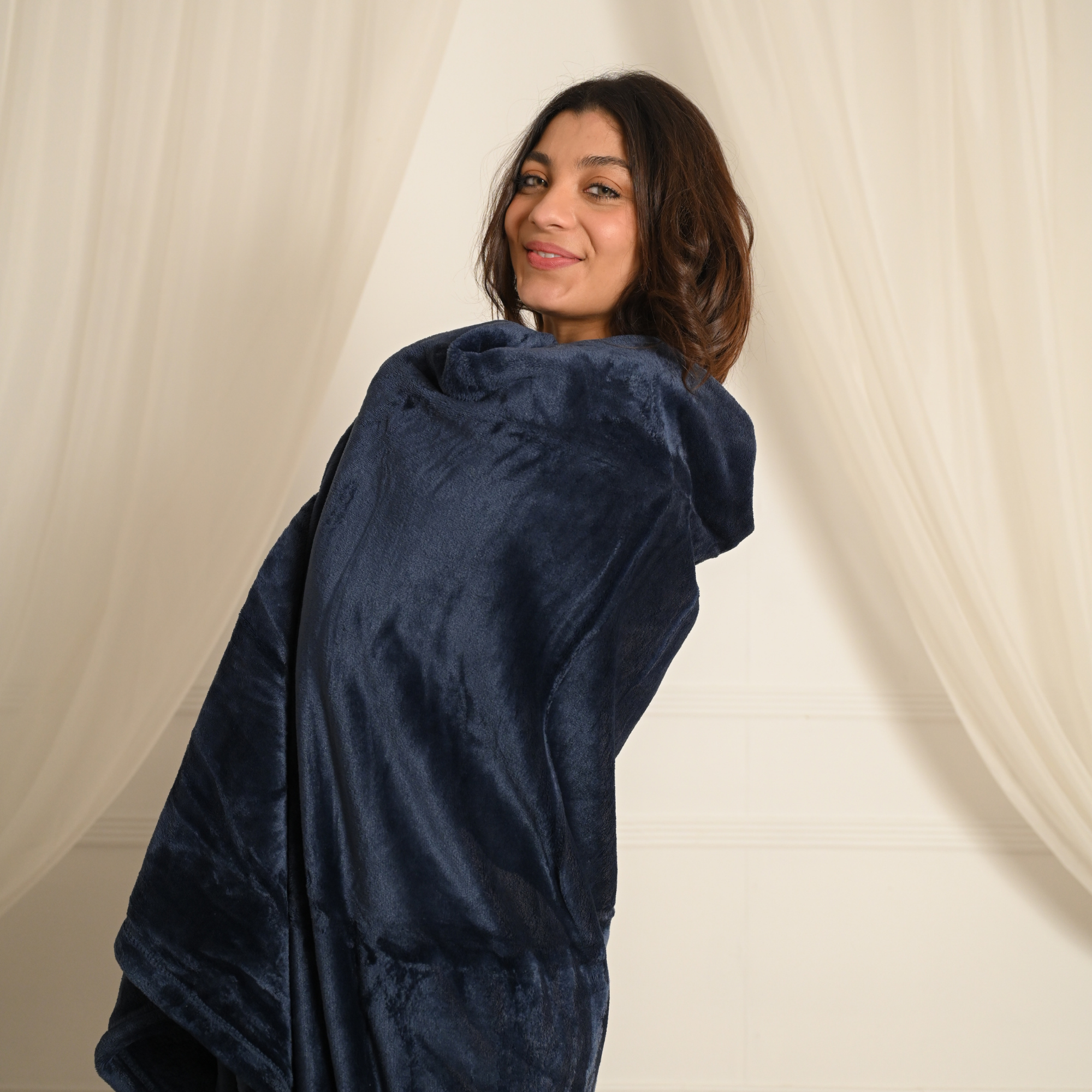 Navy Microfiber Plush Blanket