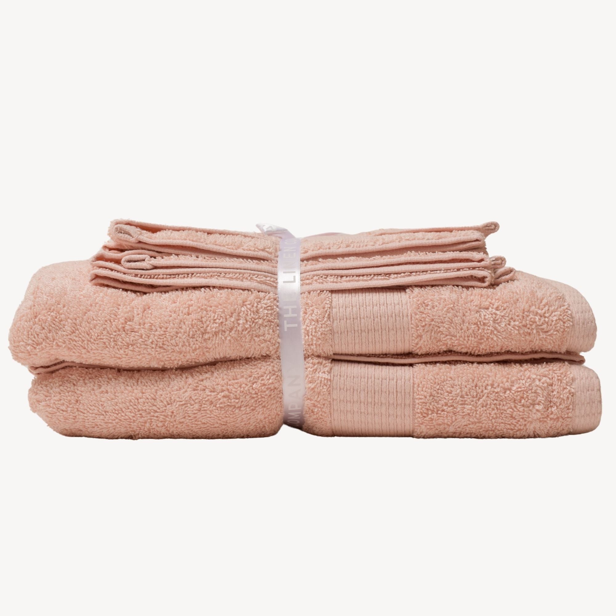 Soft Pink Dash Striped Towel - Set Of 4